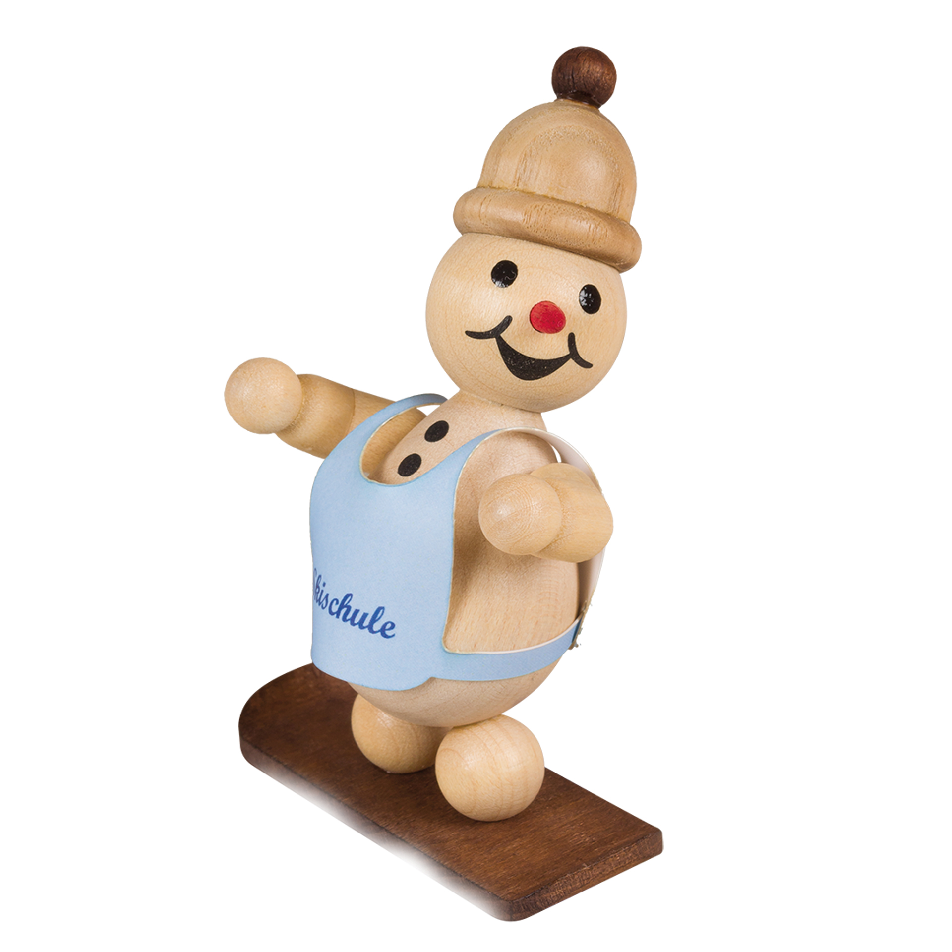 Schneemann Junior Skianfänger mit Snowboard, stehend Schneemann Junior Skianfänger mit Snowboard, stehend