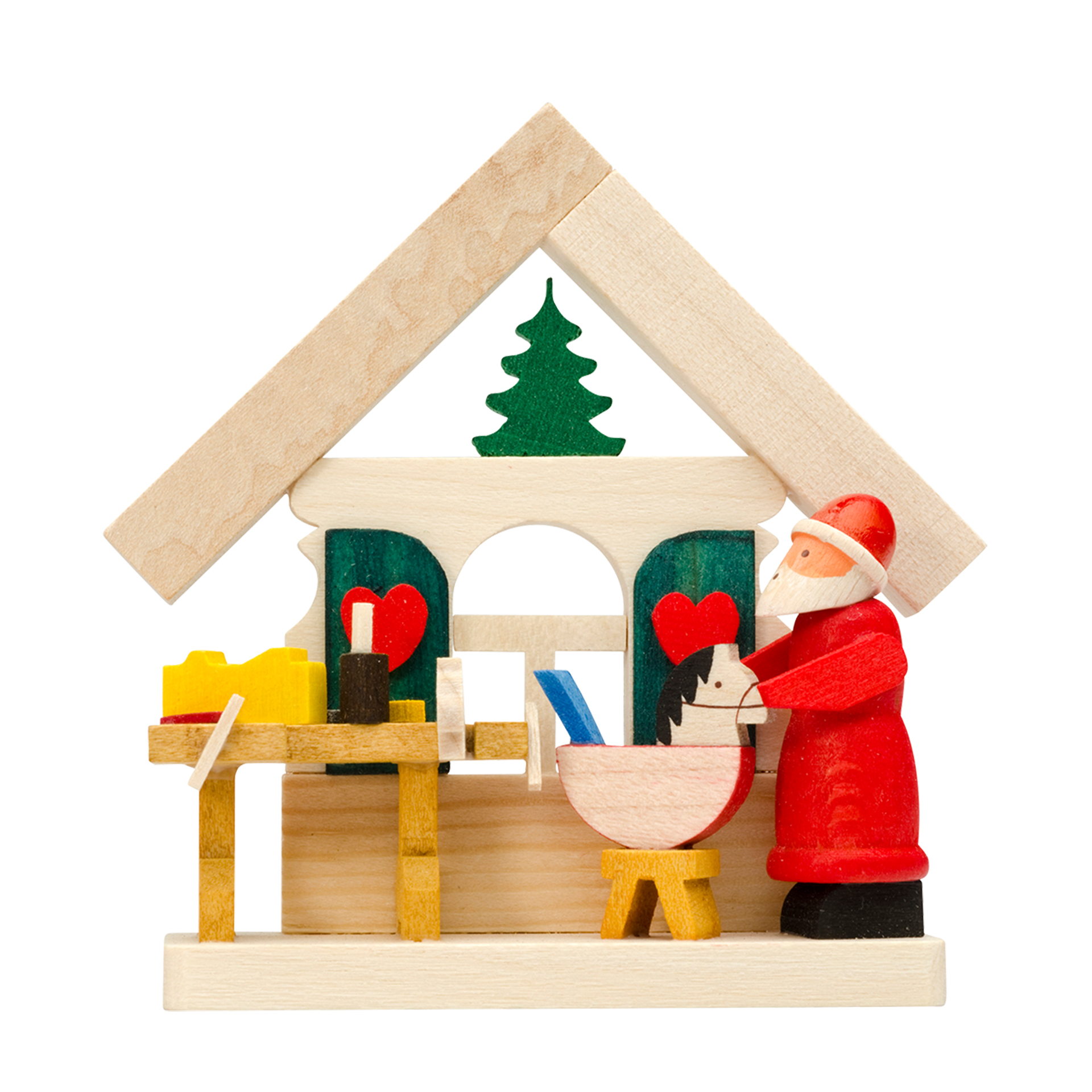 Baumschmuck Haus mit Weihnachtsmann-Werkstatt 