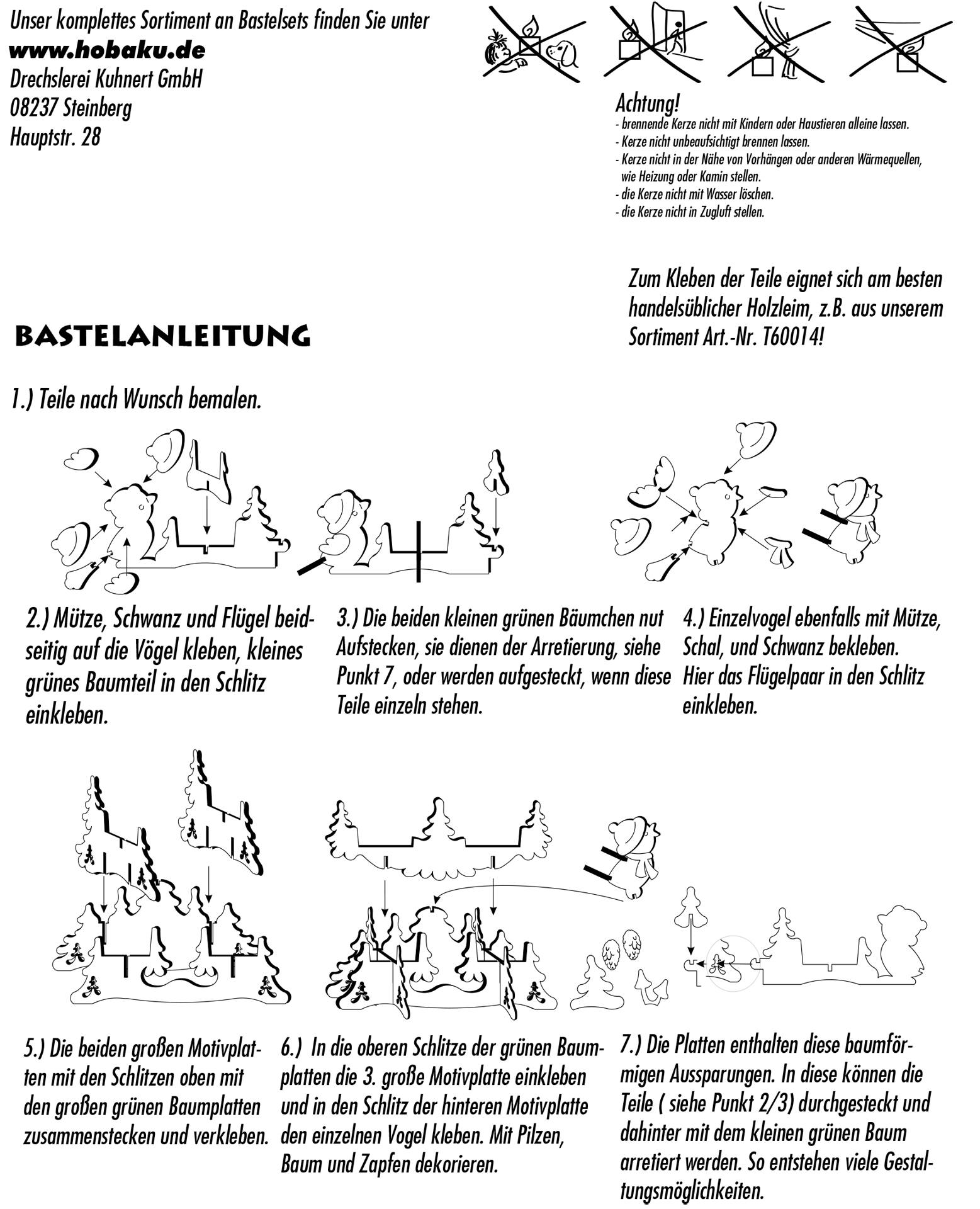 Bastelset Teelichthalter mit 3 Vögeln