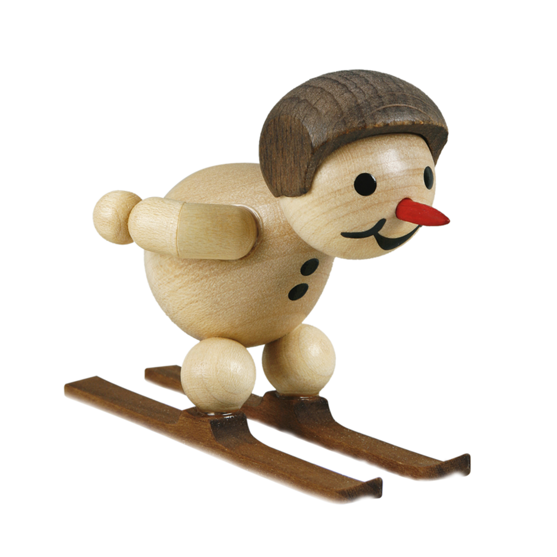 Schneemann Junior Skispringer am Absprung