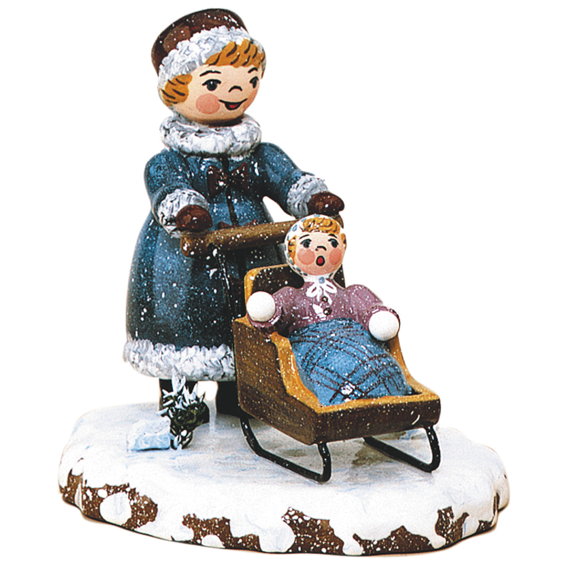 Winterkinder Mädchen mit Kinderschlitten Winterkinder Mädchen mit Kinderschlitten