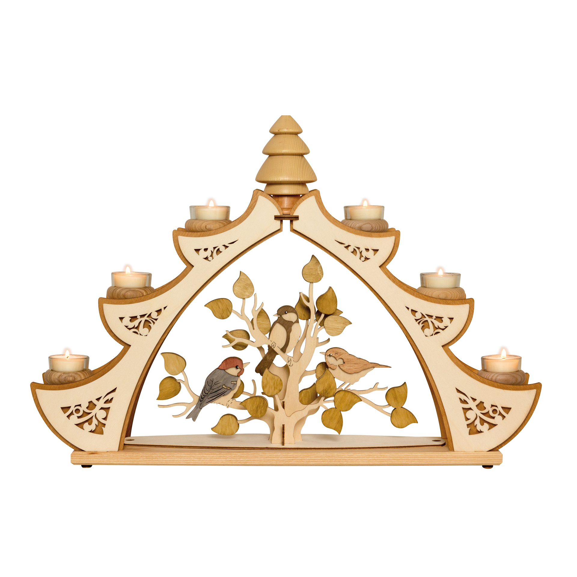 Teelichtbogen mit Vogelmotiv Teelichtbogen mit Vogelmotiv