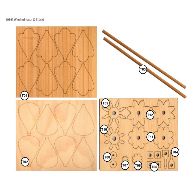 Bastelset Windrad natur (2 Stück)