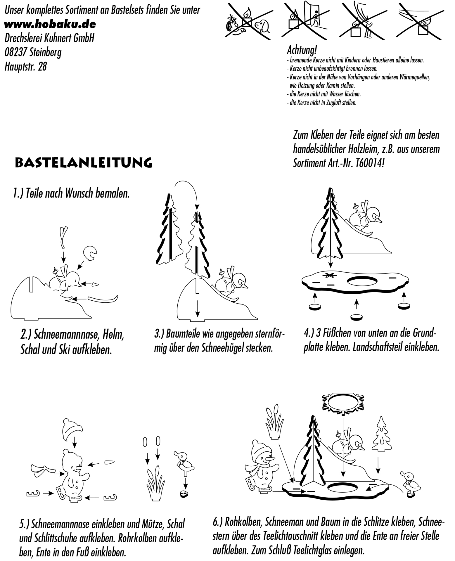 Bastelset Teelichthalter Schneemann Sportler