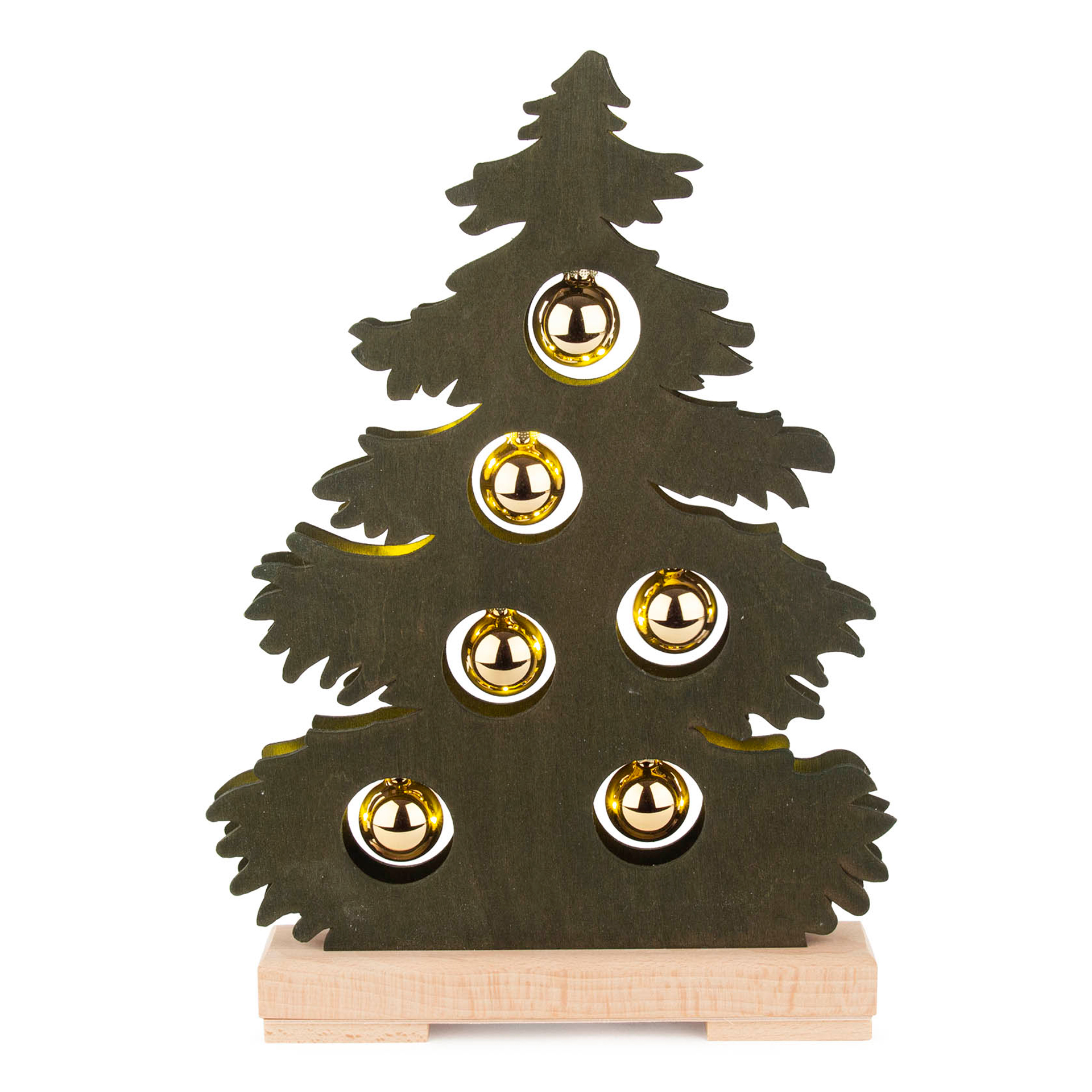 Schwibbogen Tanne mit goldenen Kugeln Schwibbogen Tanne mit goldenen Kugeln