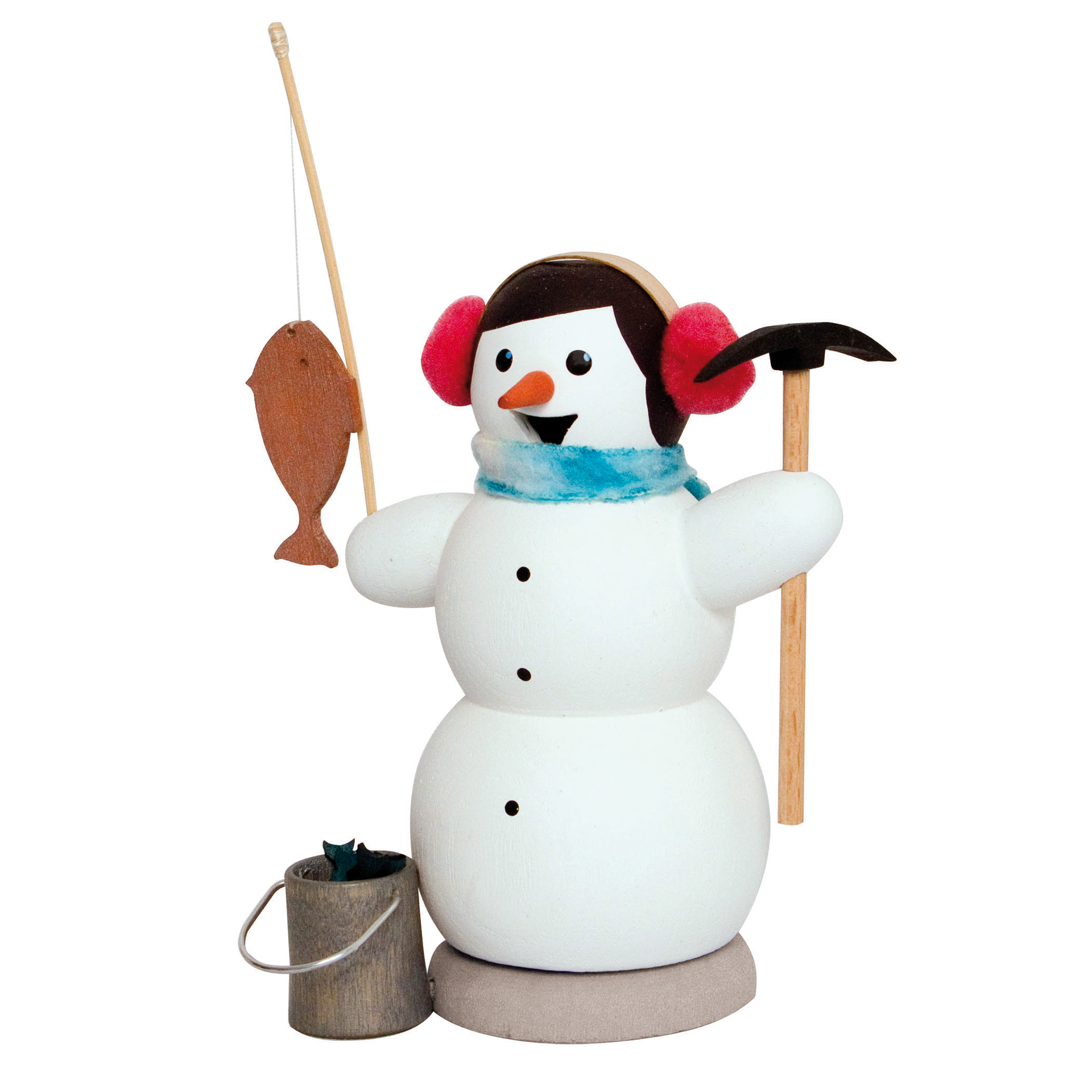 Schneemann als Eisangler