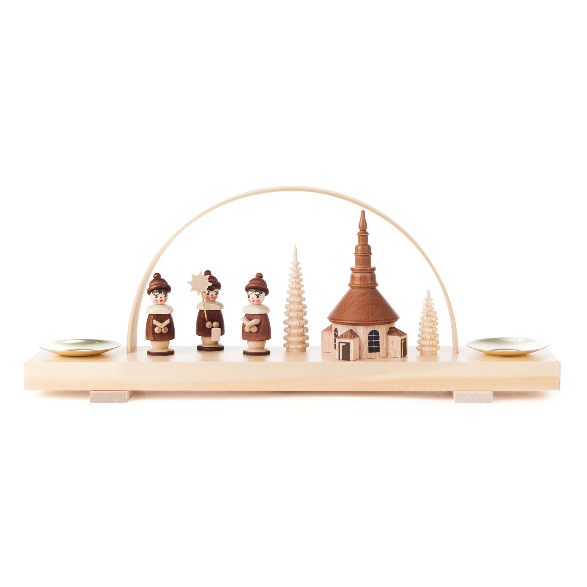 Schwibbogen Seiffener Kirche und Kurrende, für Kerzen Schwibbogen Seiffener Kirche und Kurrende, für Kerzen