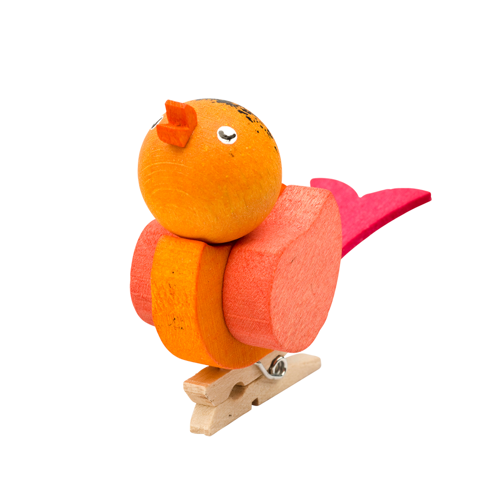 Baumclipser Vogel, orange/rosa