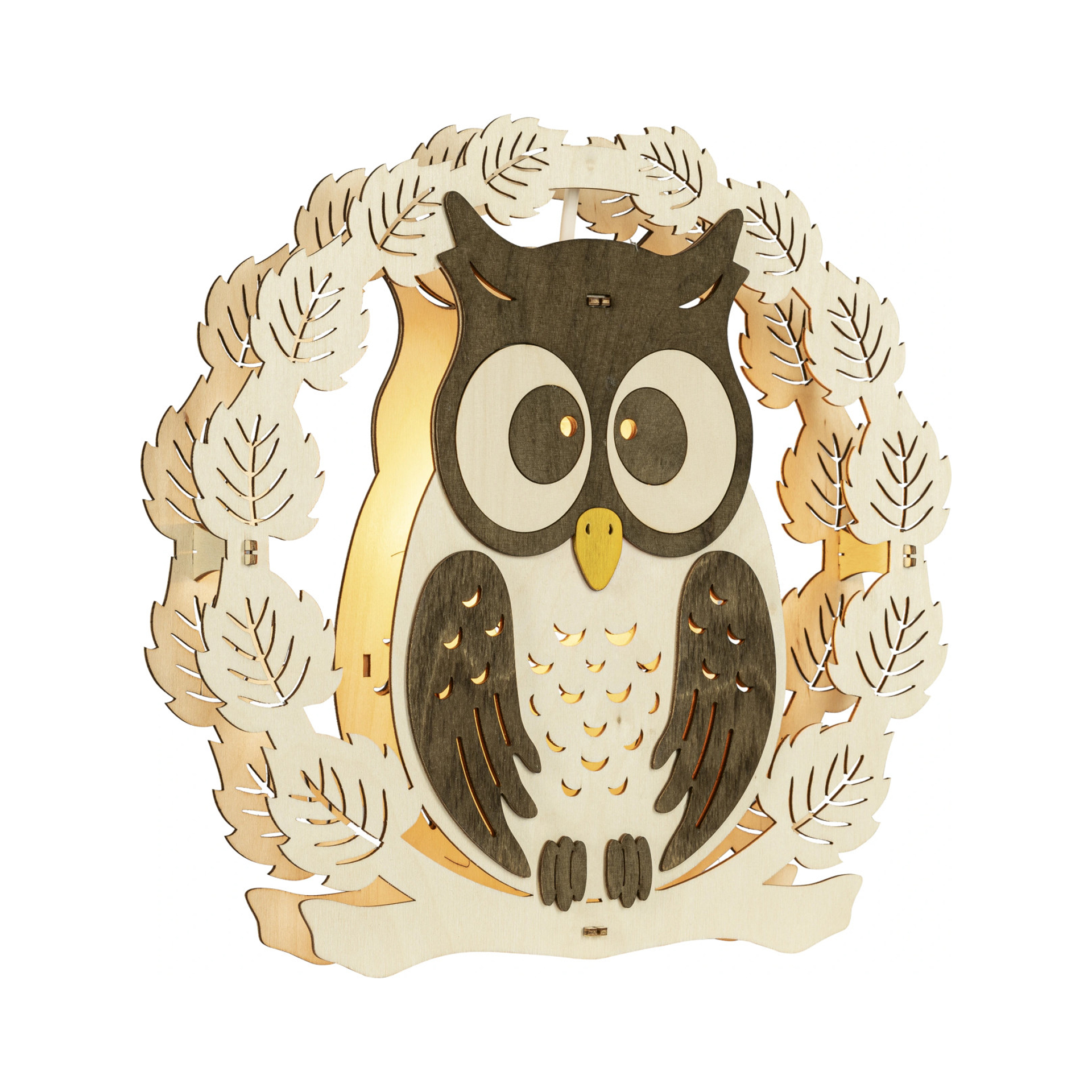 Fensterbild Kranz mit Eule, elektrisch Fensterbild Kranz mit Eule, elektrisch