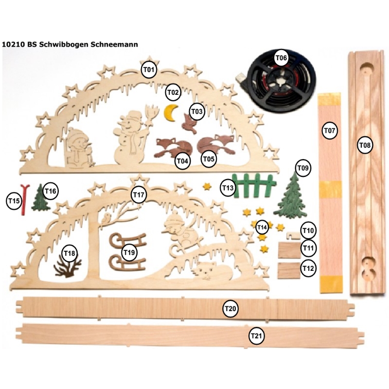 Bastelset Schwibbogen Schneemann elektrisch mit LED-Band