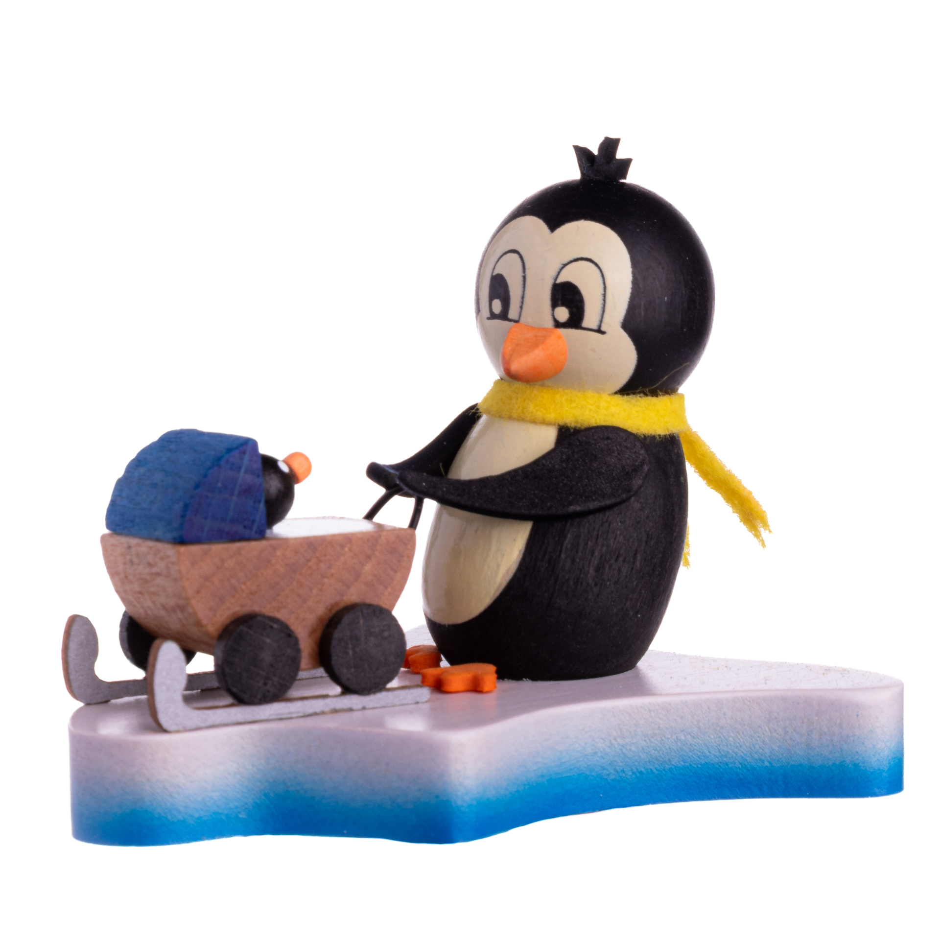 Pinguin auf Eisscholle "Nachwuchs blau"