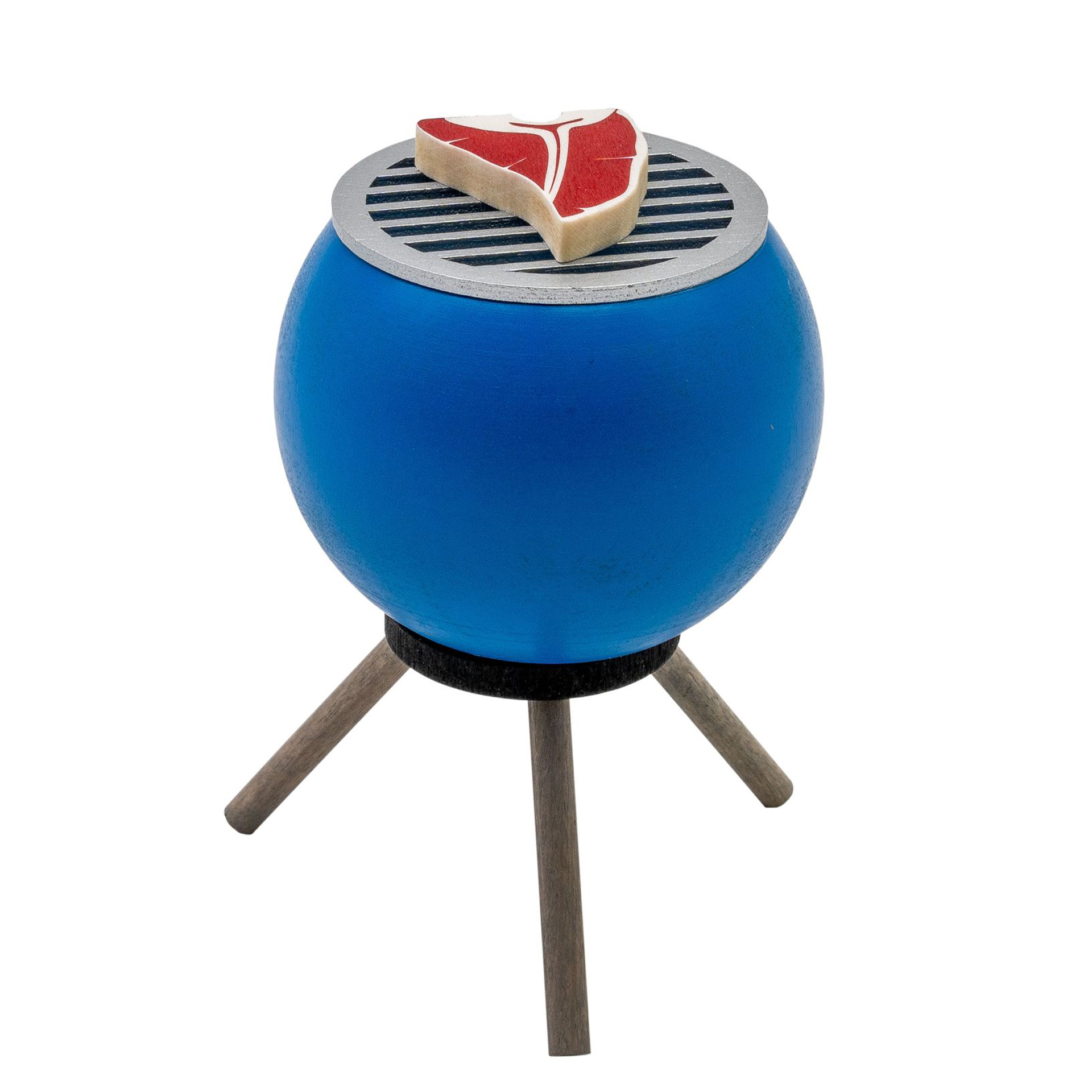 Räuchergrill blau mit Steaks