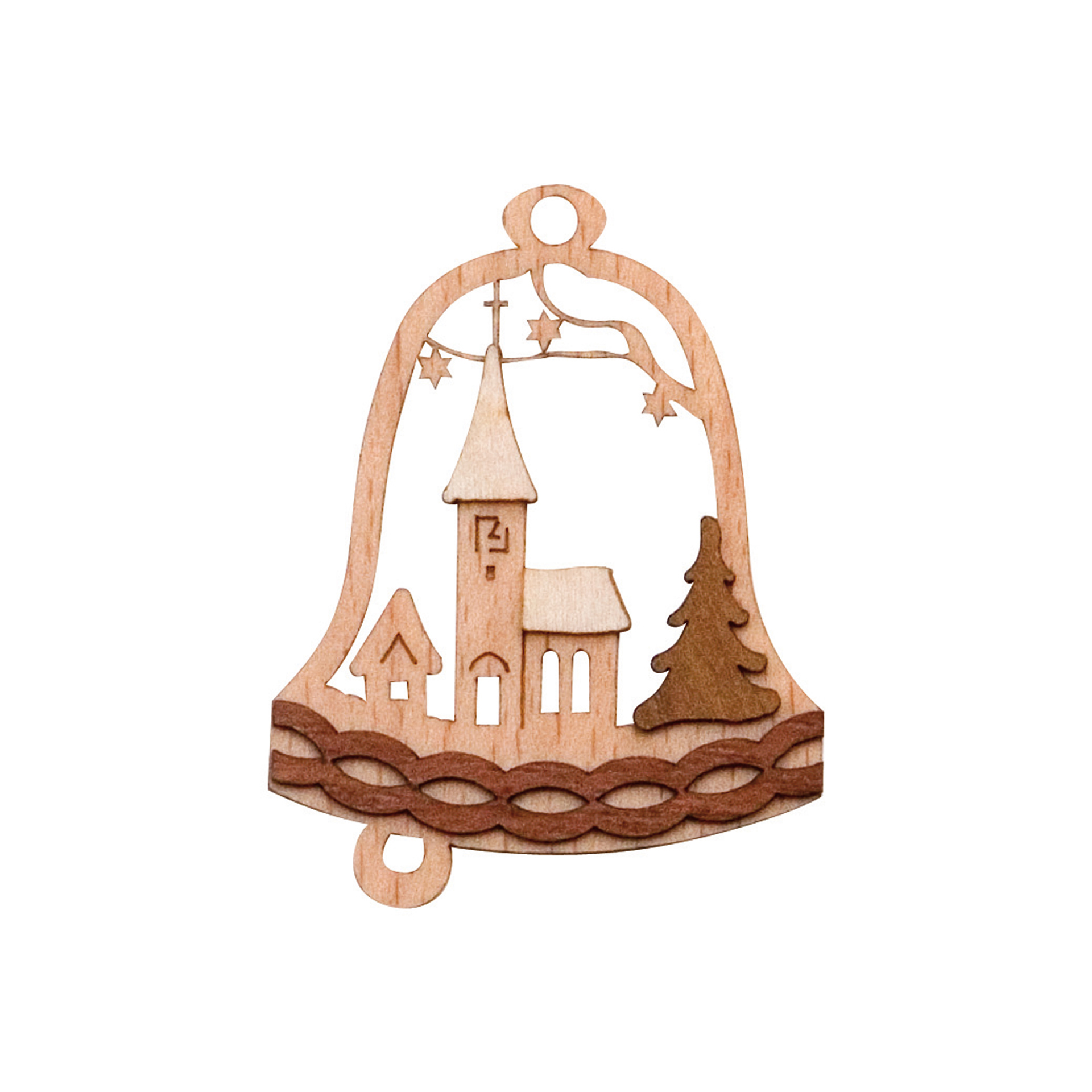 Baumschmuck Glocke mit Kirche Baumschmuck Glocke mit Kirche