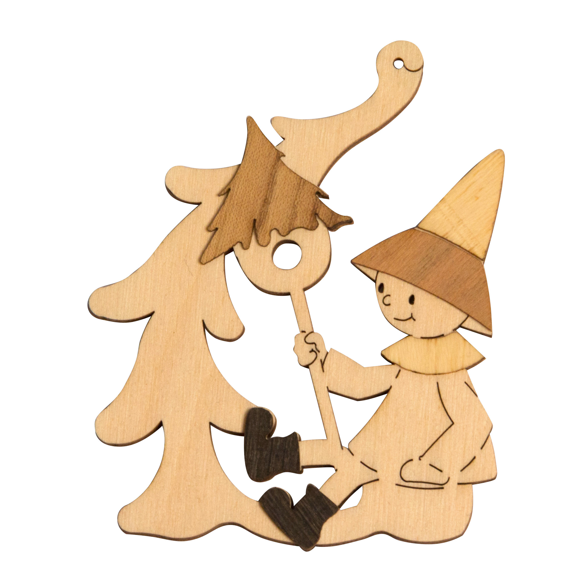 Baumschmuck Wichtel mit Vogelhaus