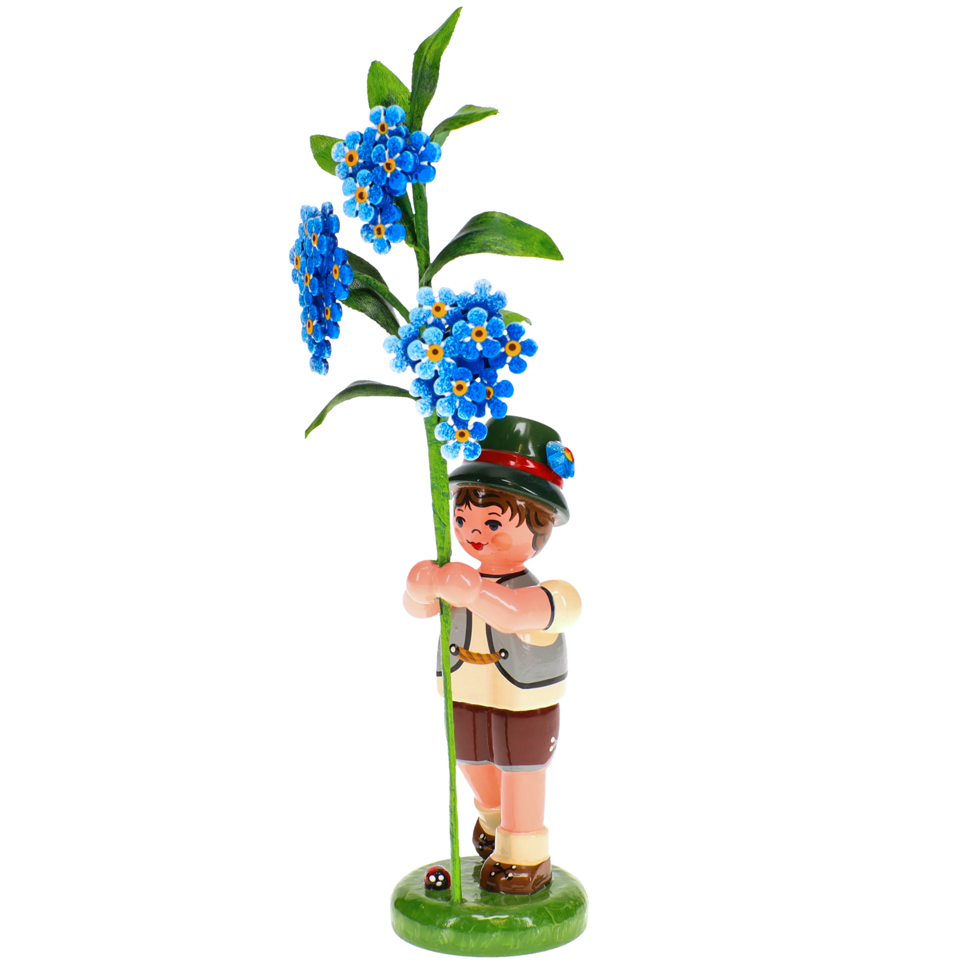 Blumenkind Junge mit Vergissmeinnicht