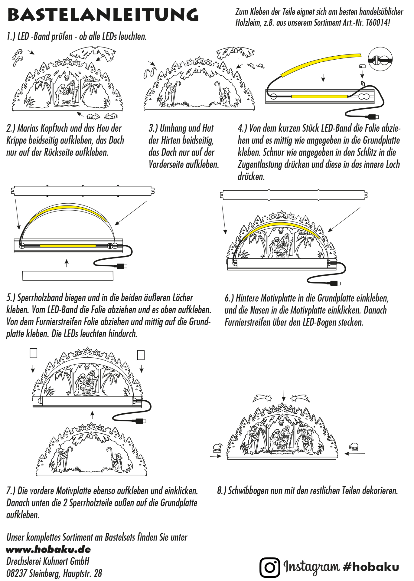 Bastelset Schwibbogen Krippe, elektrisch mit LED-Band