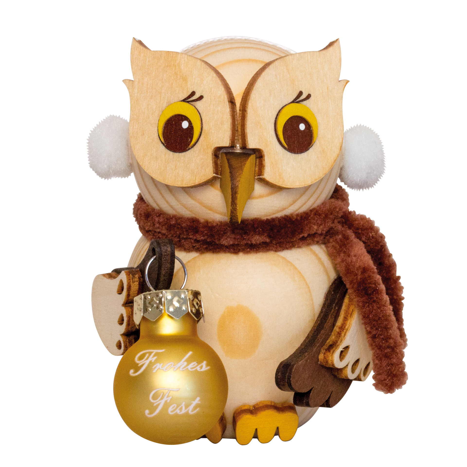 MINI Eule mit Weihnachtskugel - gold