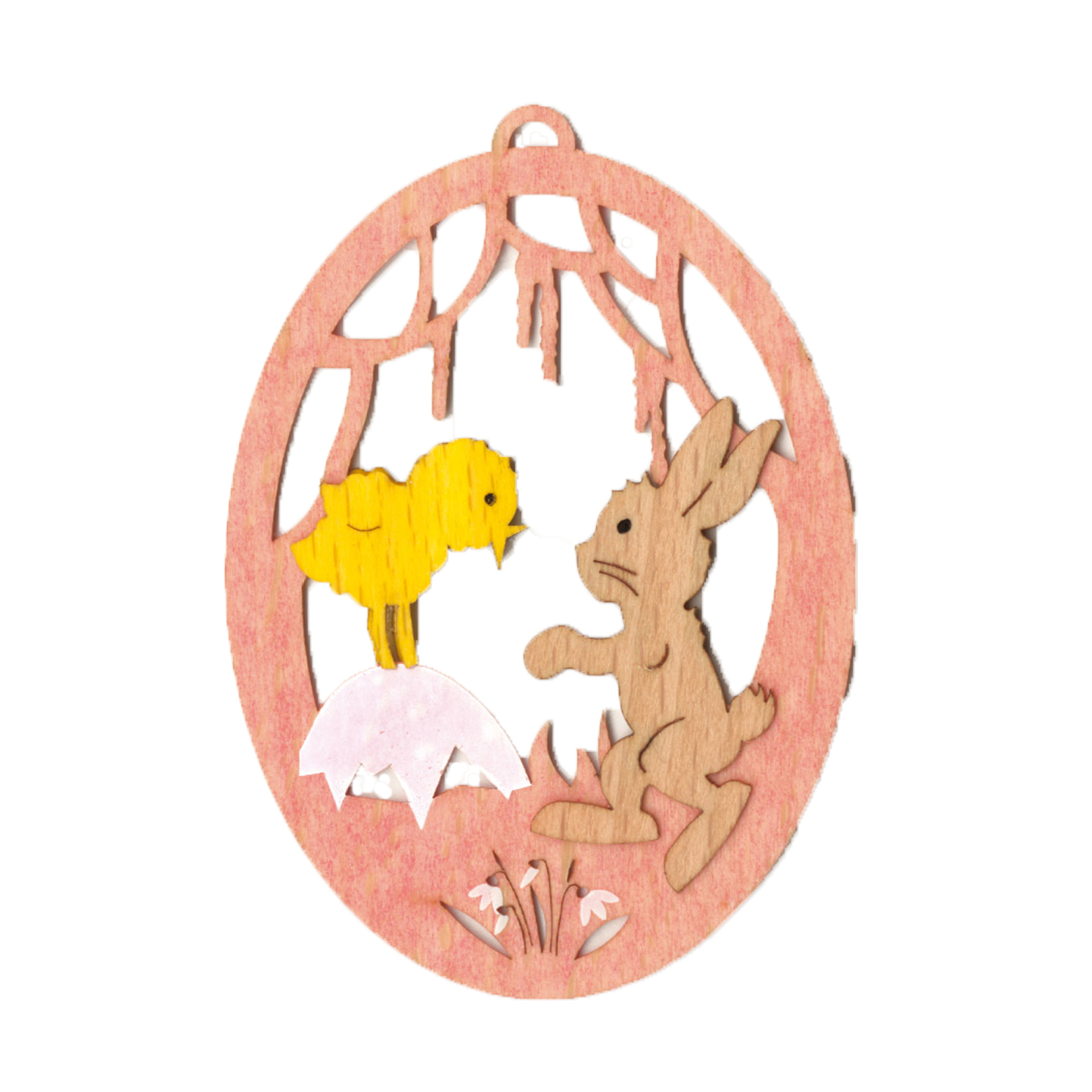 Baumschmuck Ei mit Hase und Küken Baumschmuck Ei mit Hase und Küken