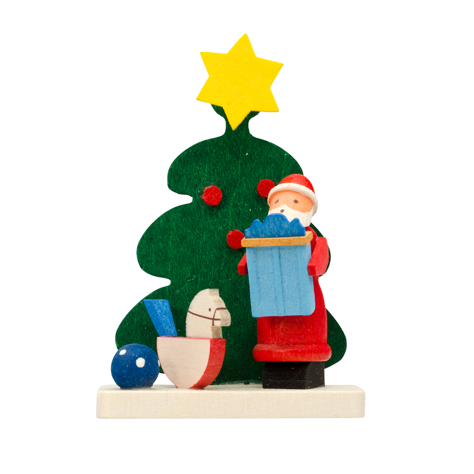 Baumschmuck Baum mit Weihnachtsmann und Schaukelpferd 