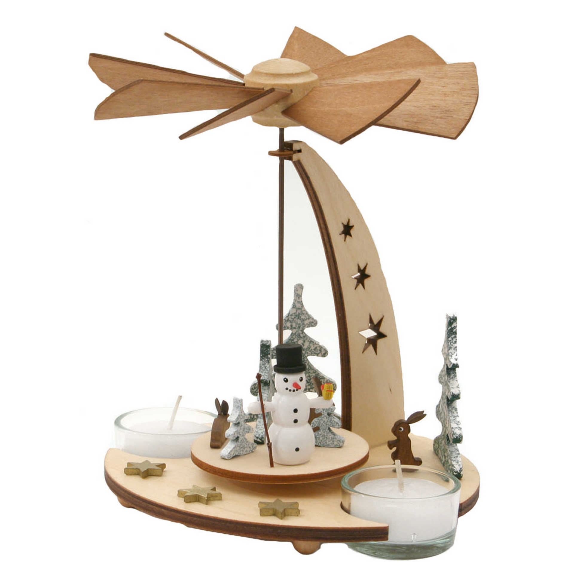 Teelichtpyramide mit Schneemann Teelichtpyramide mit Schneemann