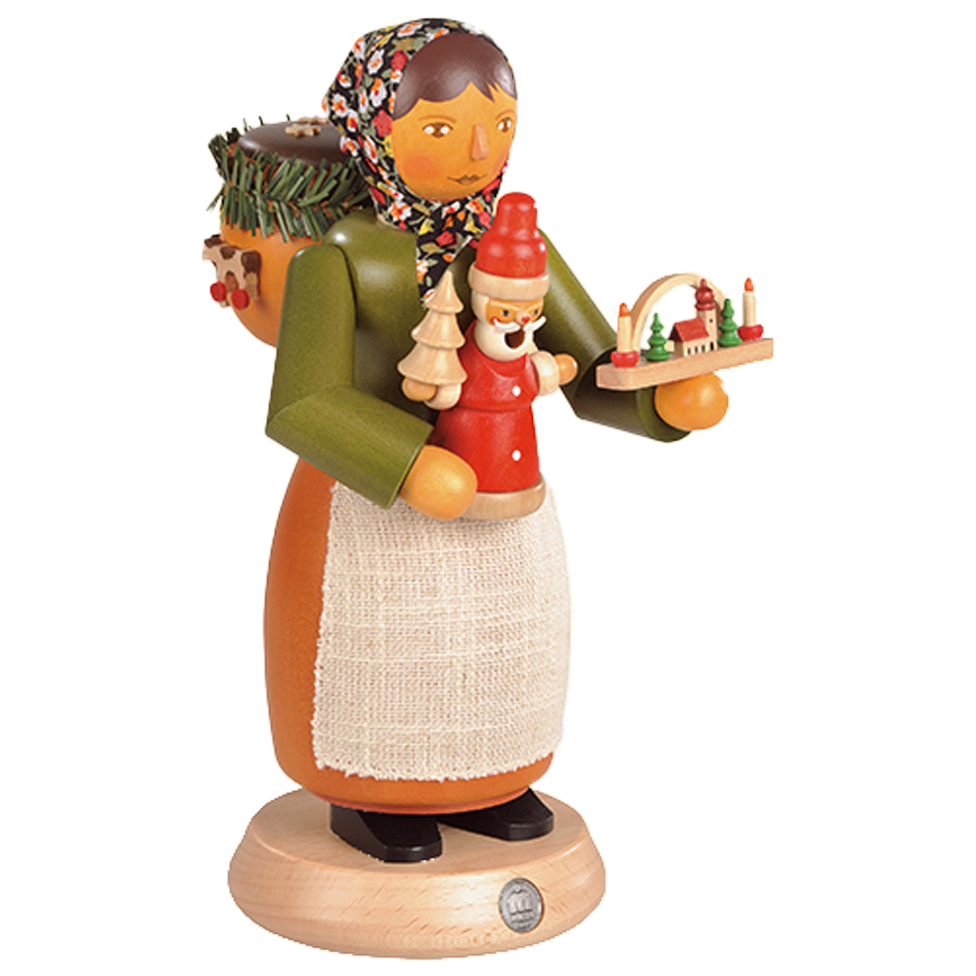 Rauchfigur Holzspielzeugverkäuferin 