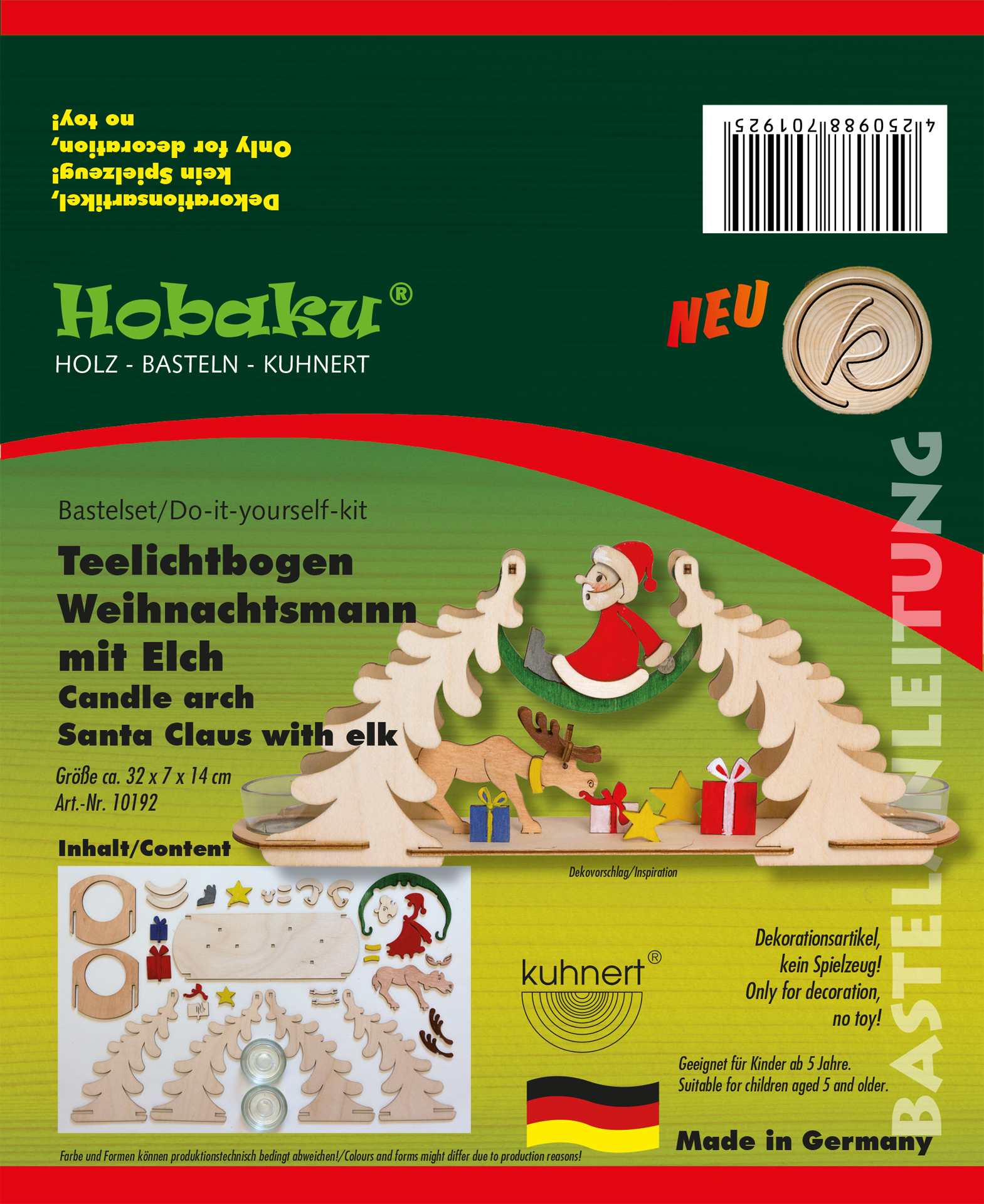 Bastelset Teelichtbogen Weihnachtsmann mit Elch Bastelset Teelichtbogen Weihnachtsmann mit Elch