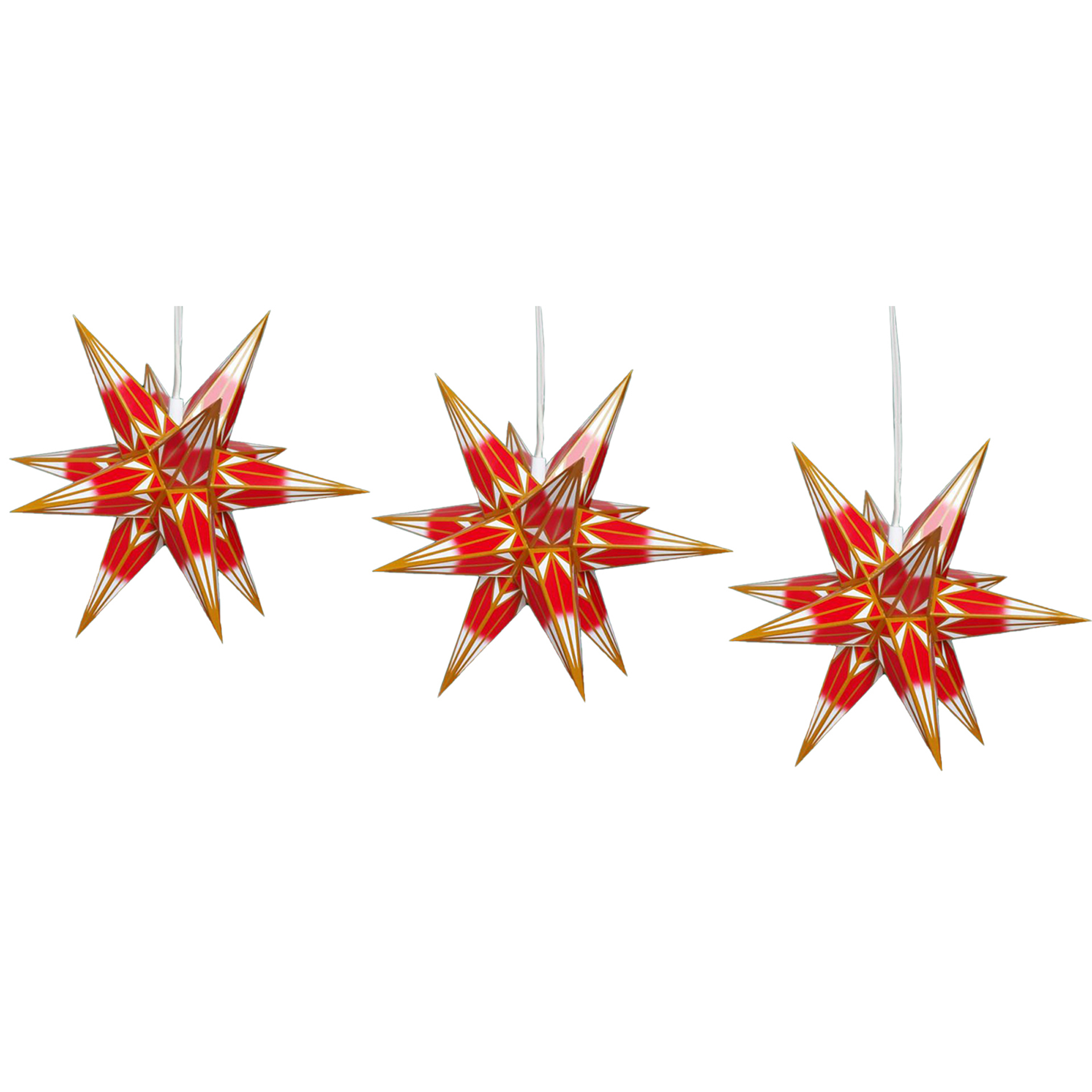 Haßlauer Mini Innensterne, 3er Set rot/gold Haßlauer Mini Innensterne, 3er Set rot/gold
