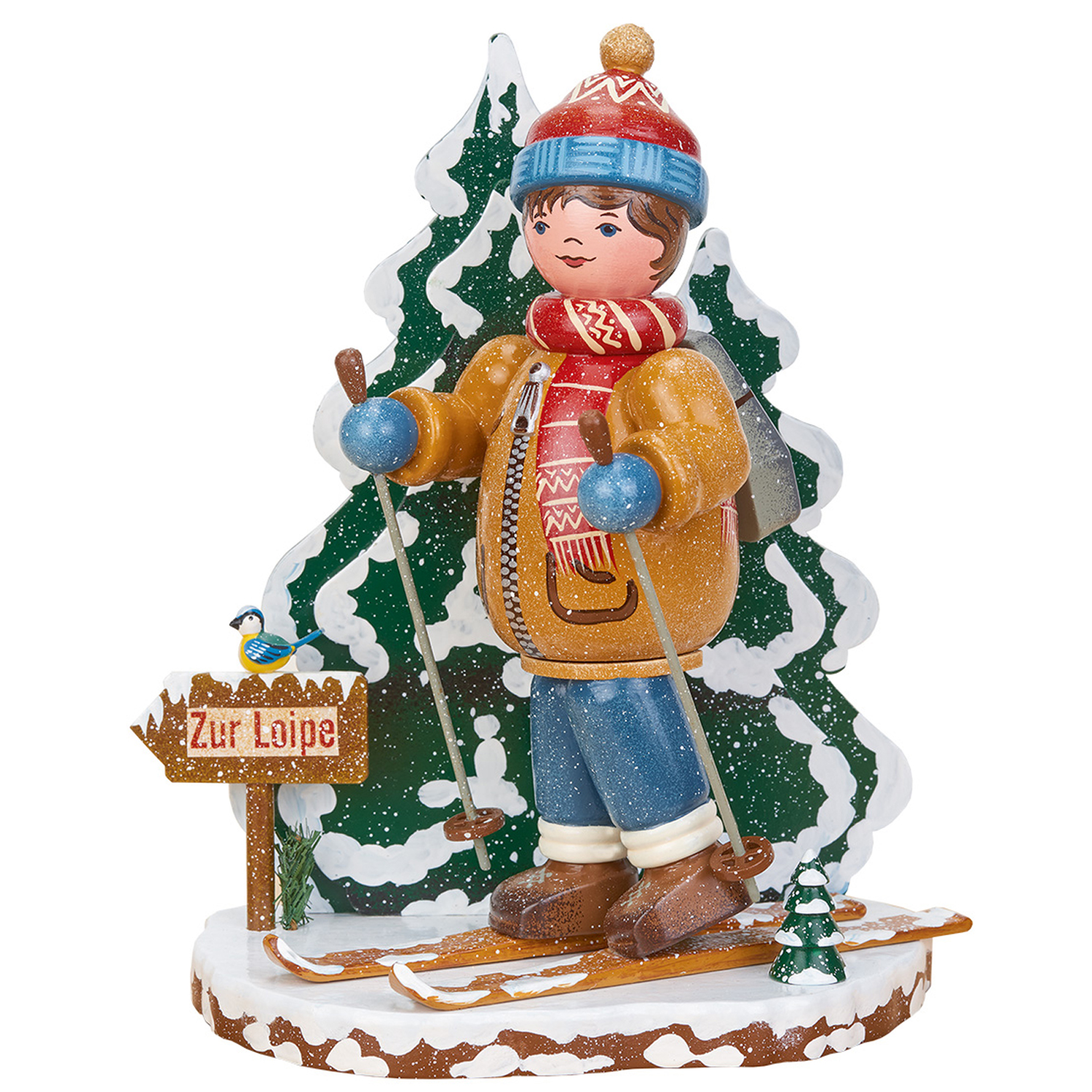 Rauchfigur Winterkinder Schneeschuhfahrer