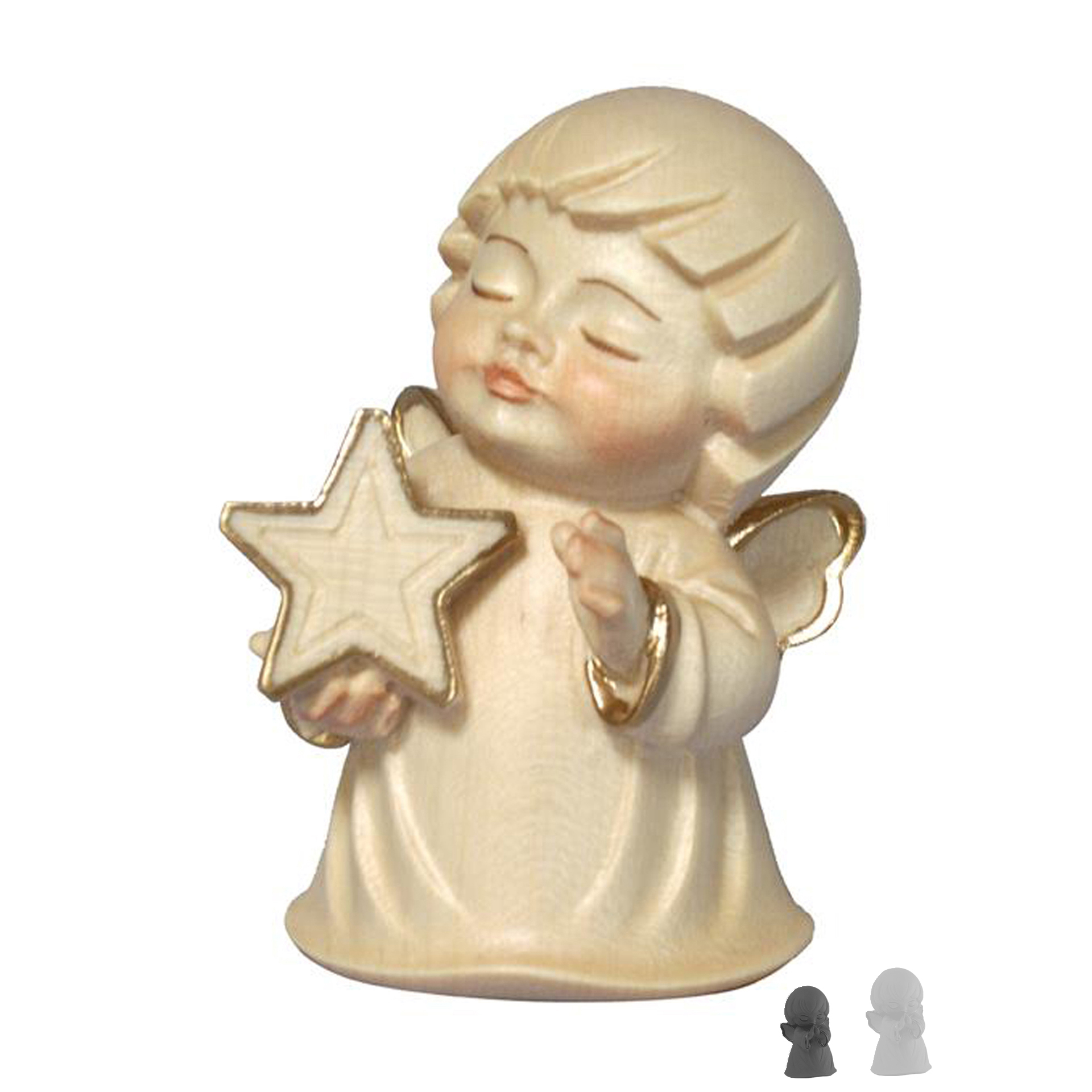 Engel mit Stern 4cm, alabaster 