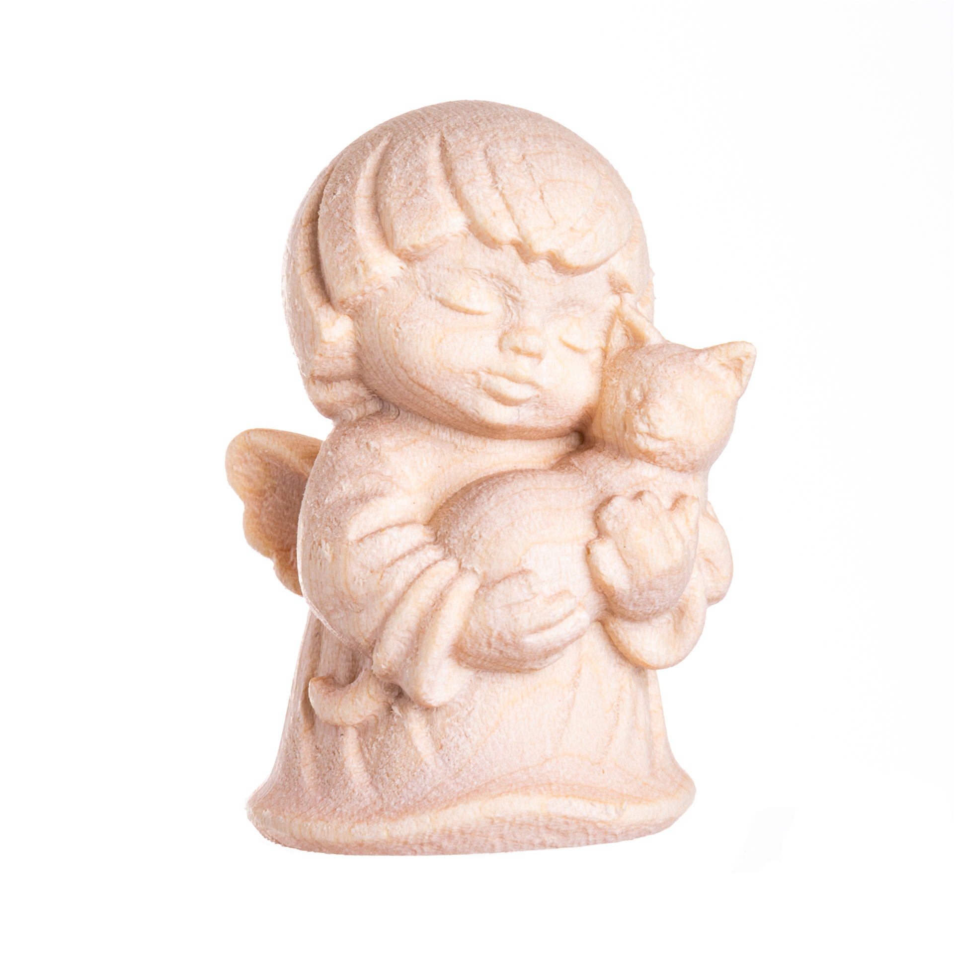 Engel mit Katze 4cm, natur 