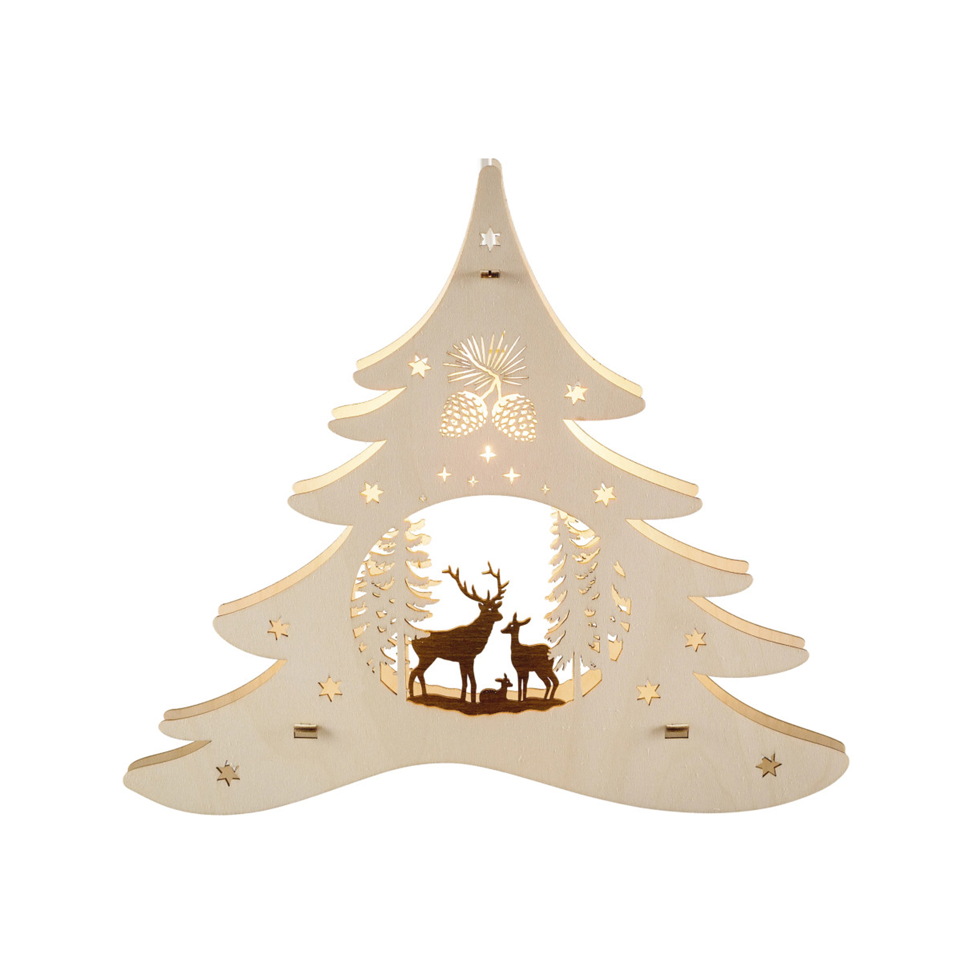 Fensterbild Tannenbaum mit Waldmotiv, elektrisch