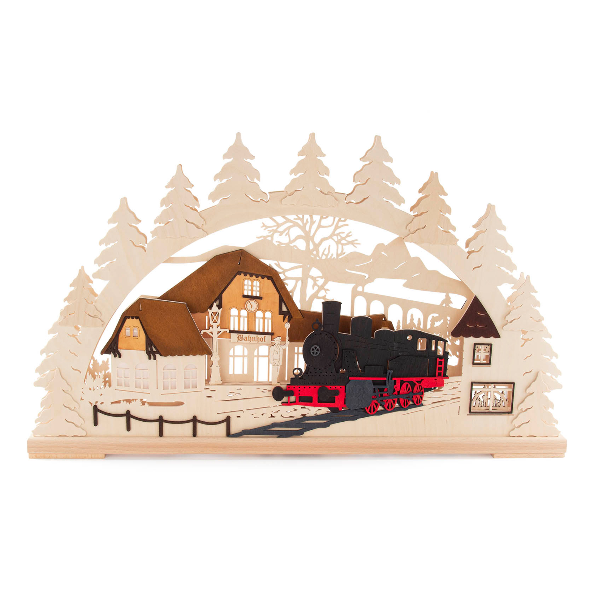 Schwibbogen Bahnhof mit Dampflok Schwibbogen Bahnhof mit Dampflok