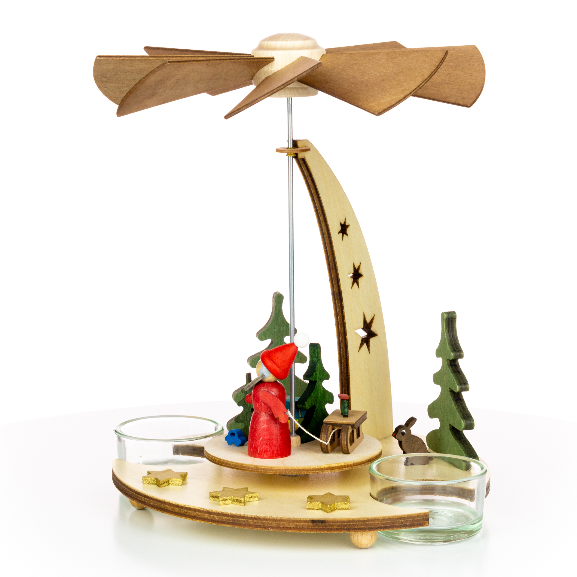 Teelichtpyramide mit Weihnachtsmann