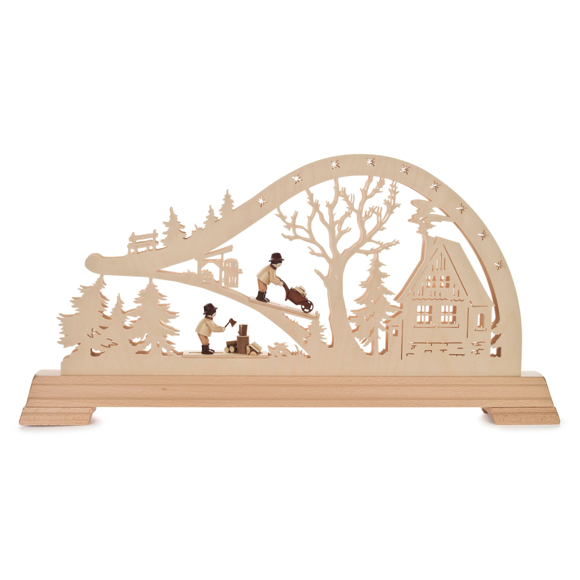 Schwibbogen Waldhütte mit Waldarbeitern Schwibbogen Waldhütte mit Waldarbeitern