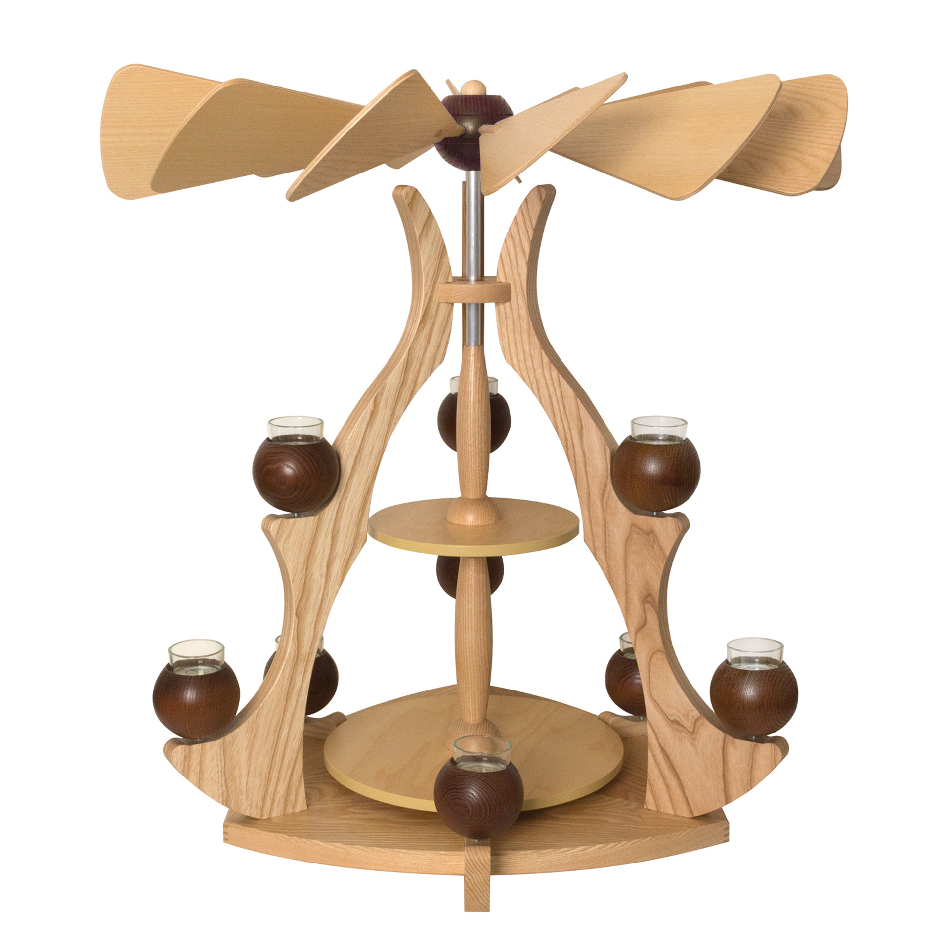 9 Kugeln braun für Massivholzpyramide 60cm