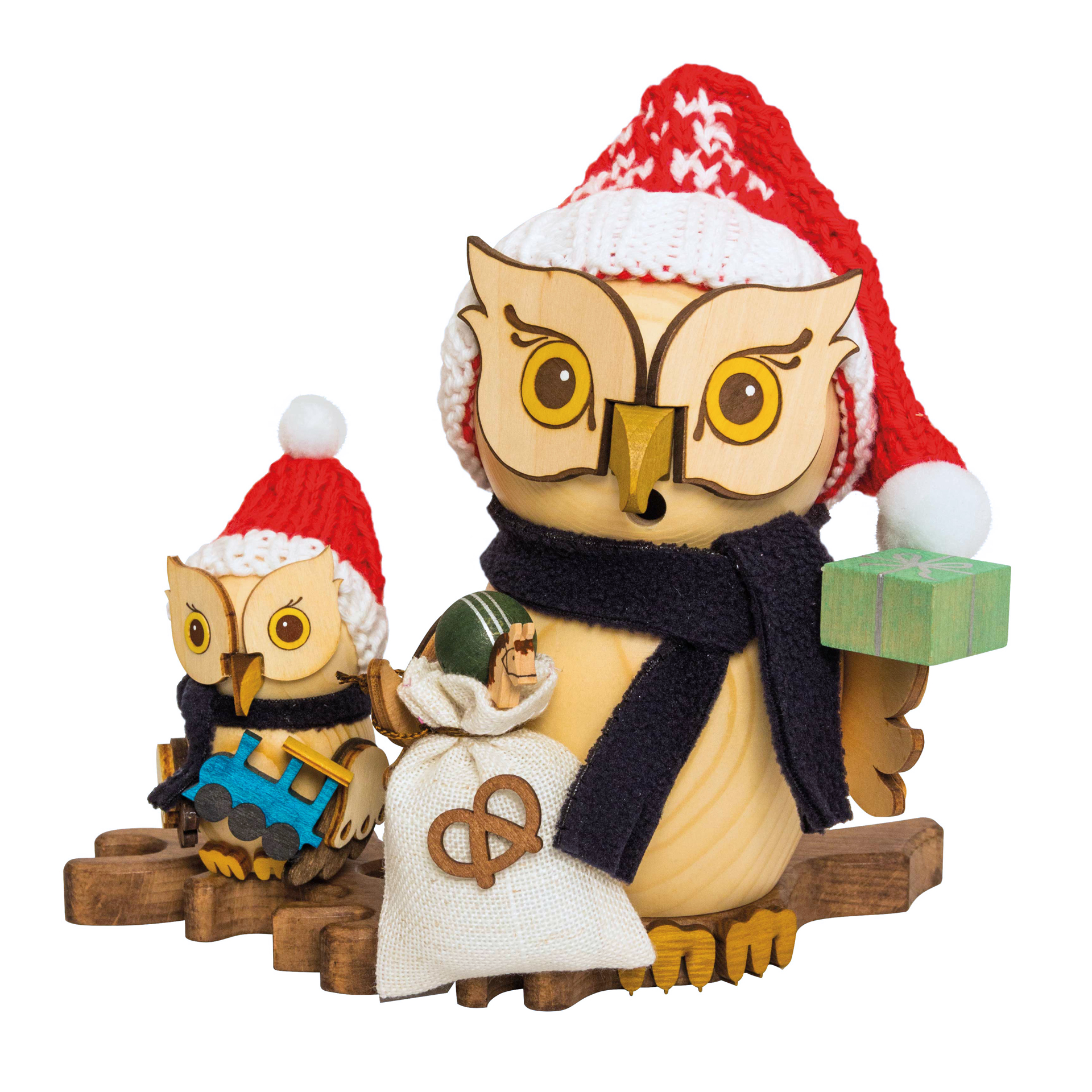Raucheule Weihnachtsmann mit Kind