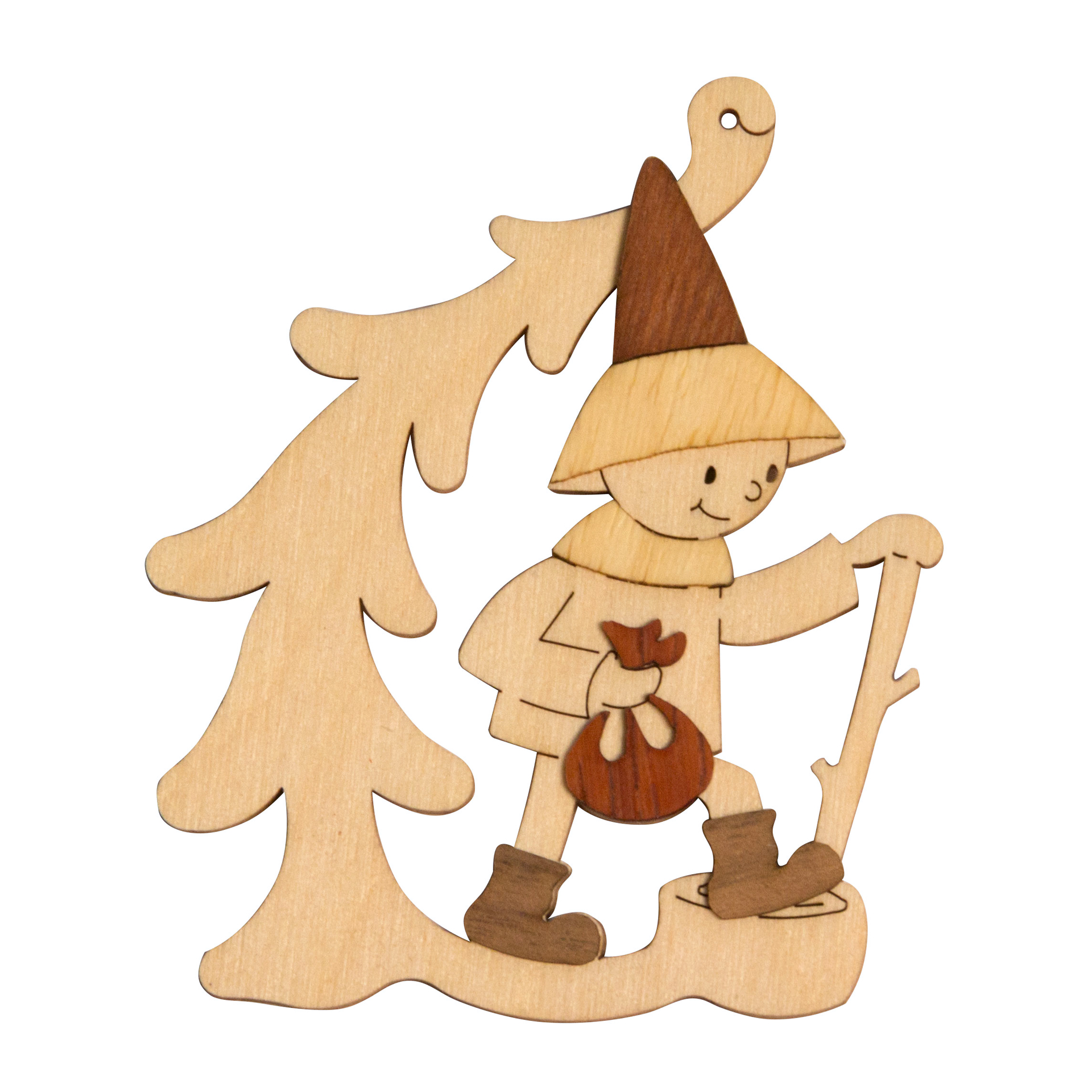 Baumschmuck Wichtel mit Stock