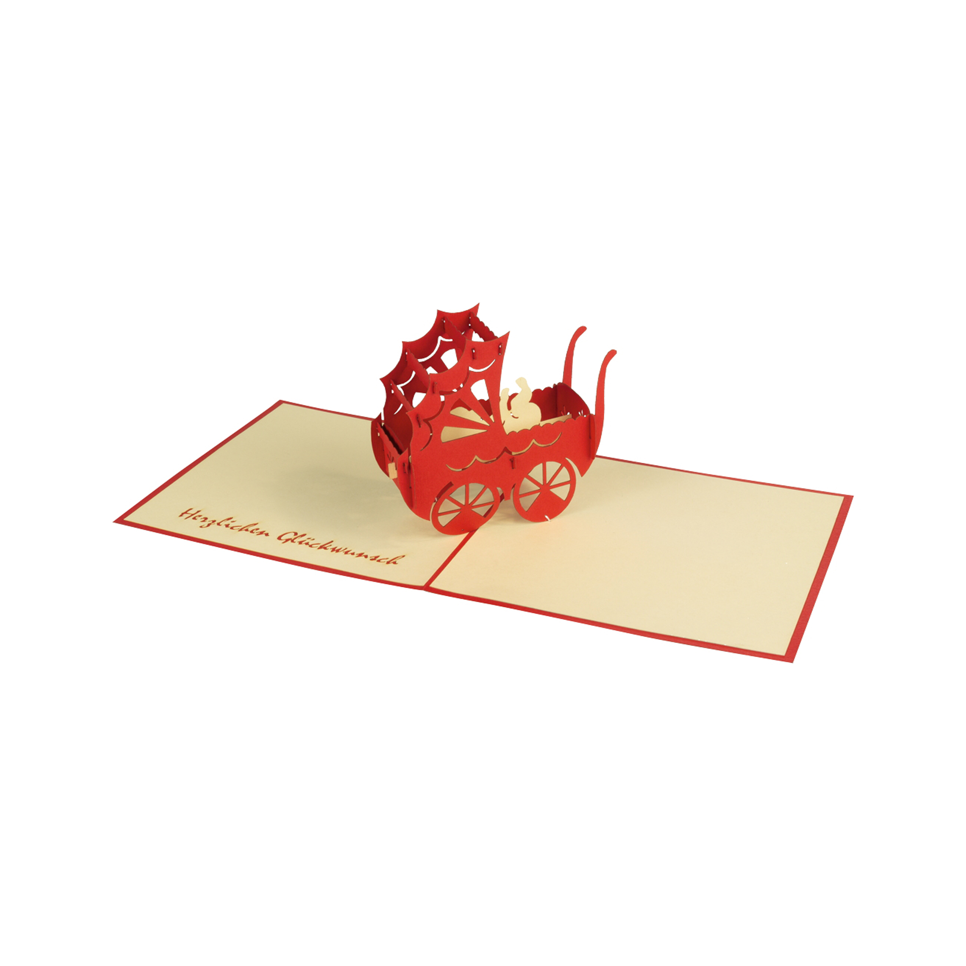 3D-Karte Kinderwagen, rot 