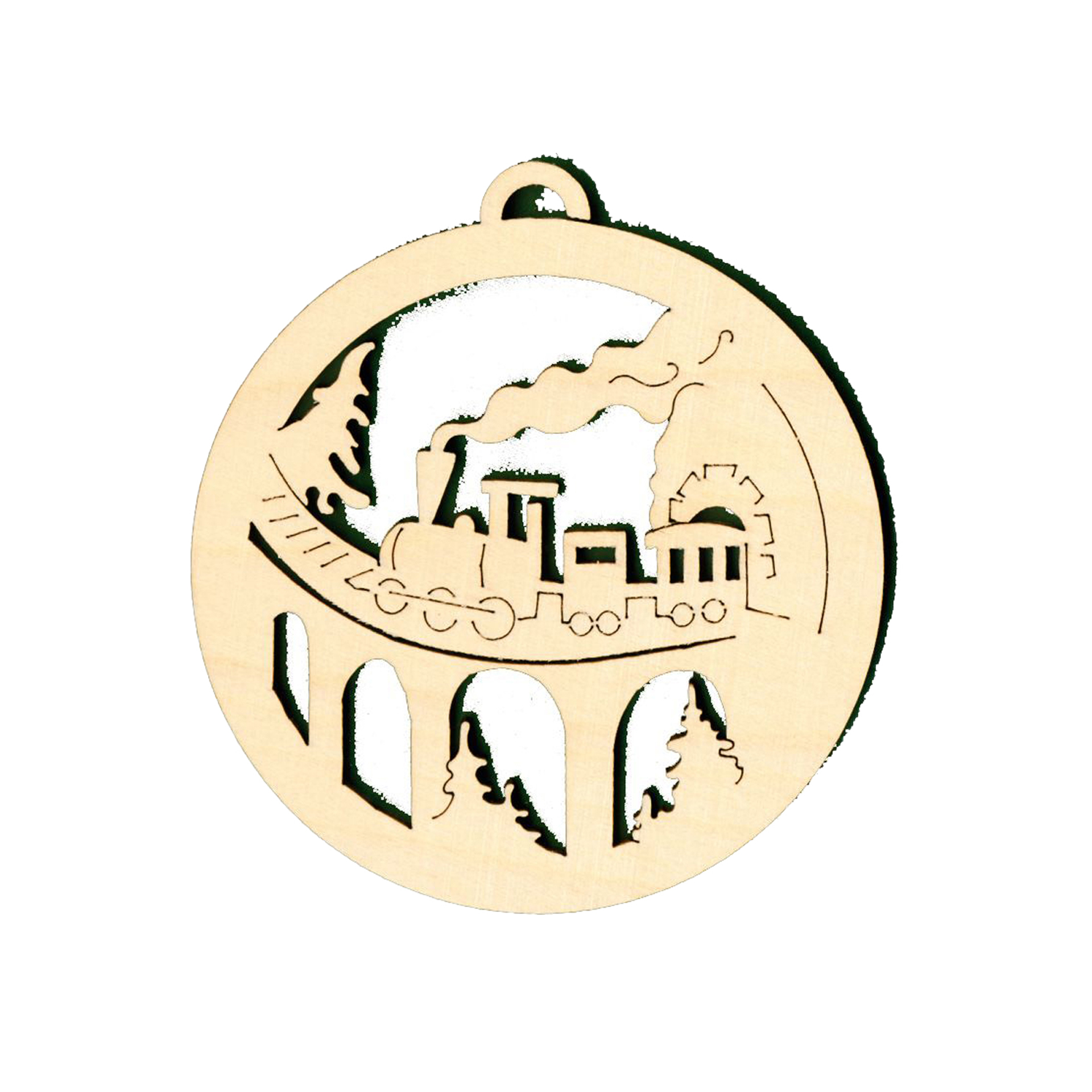 Baumschmuck Kugel mit Eisenbahn Baumschmuck Kugel mit Eisenbahn