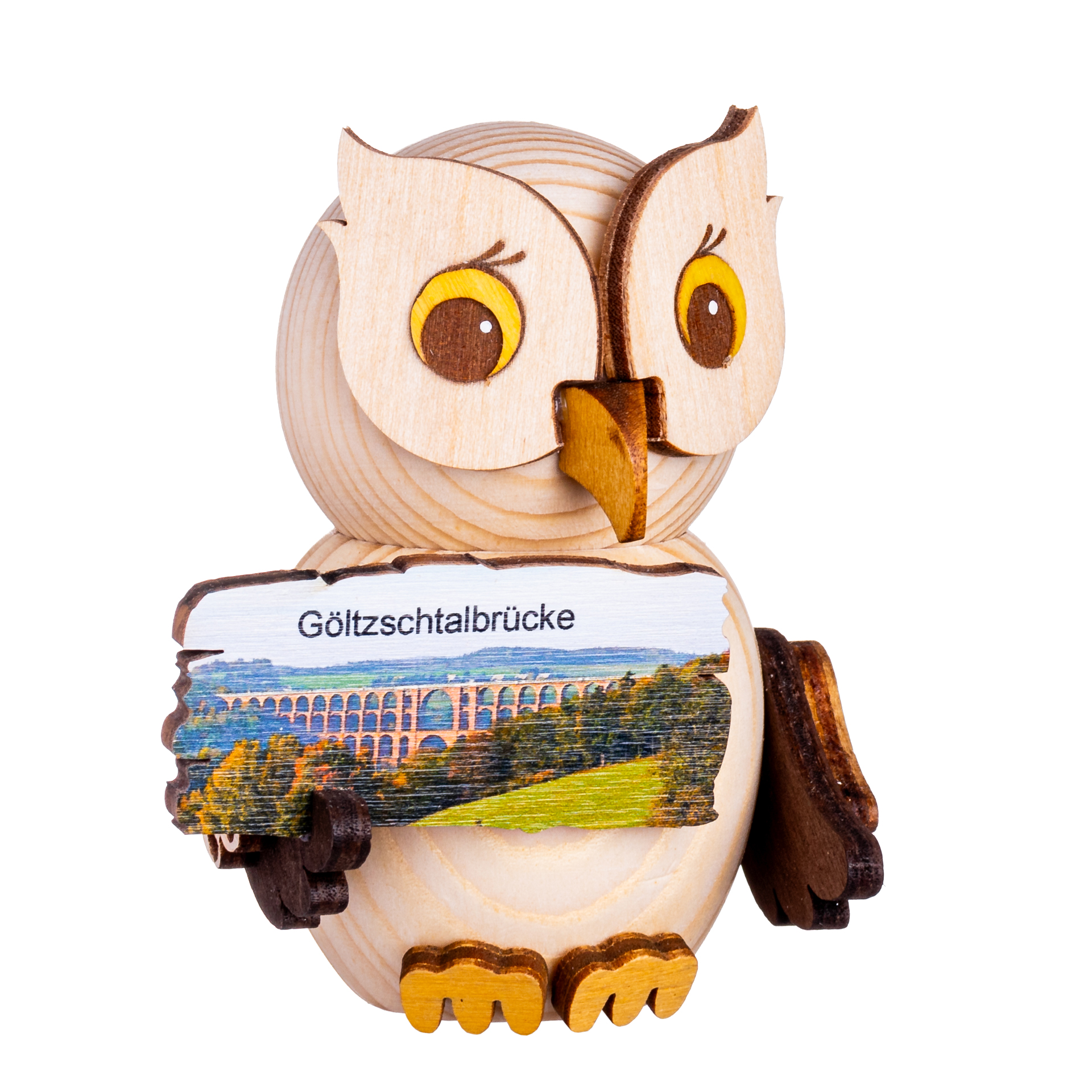 MINI Eule mit "Göltzschtalbrücke"-Schild MINI Eule mit "Göltzschtalbrücke"-Schild