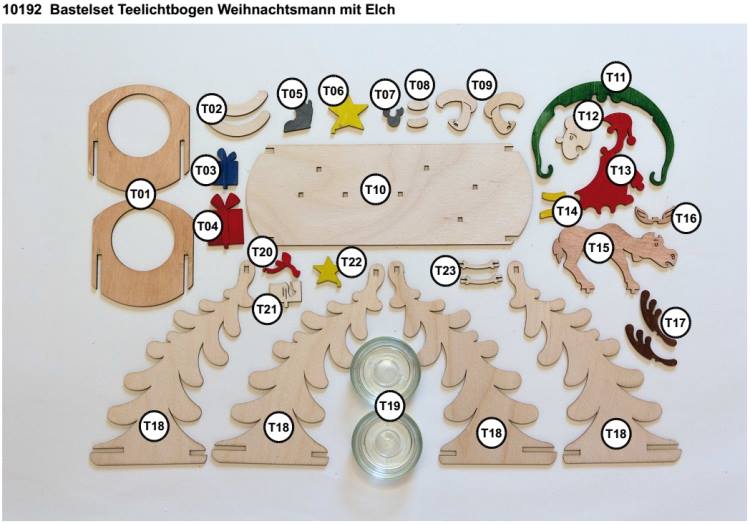 Bastelset Teelichtbogen Weihnachtsmann mit Elch