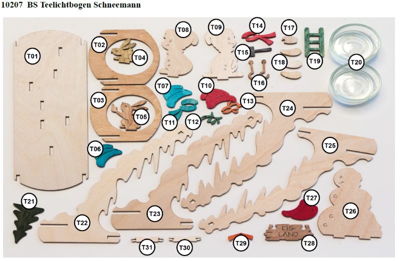 Bastelset Teelichtbogen Schneemann Bastelset Teelichtbogen Schneemann