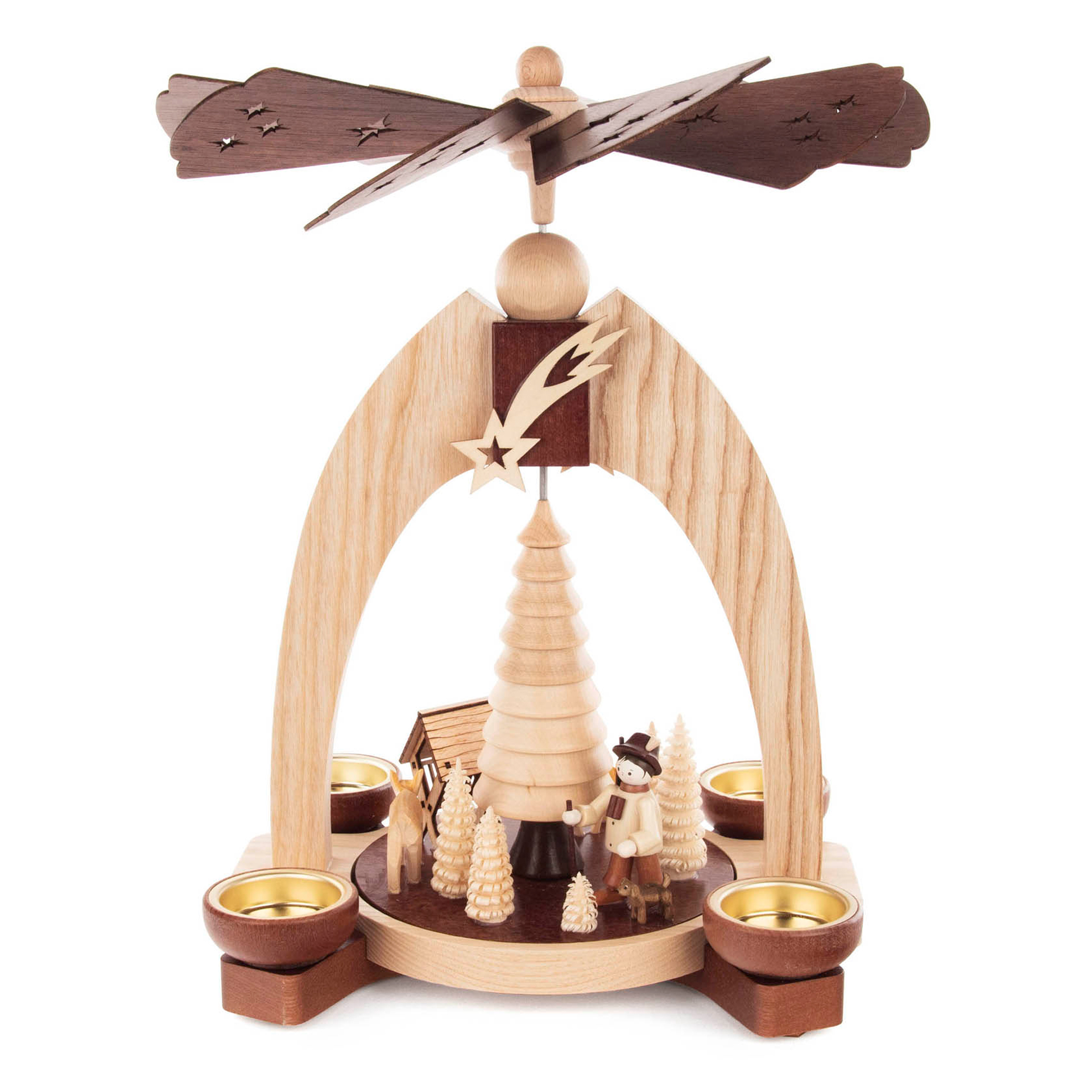 Pyramide mit Jäger und Rehen, für Teelichte Pyramide mit Jäger und Rehen, für Teelichte