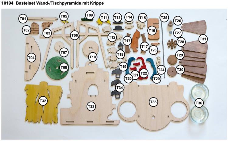 Bastelset Wand-/Tischpyramide mit Krippe