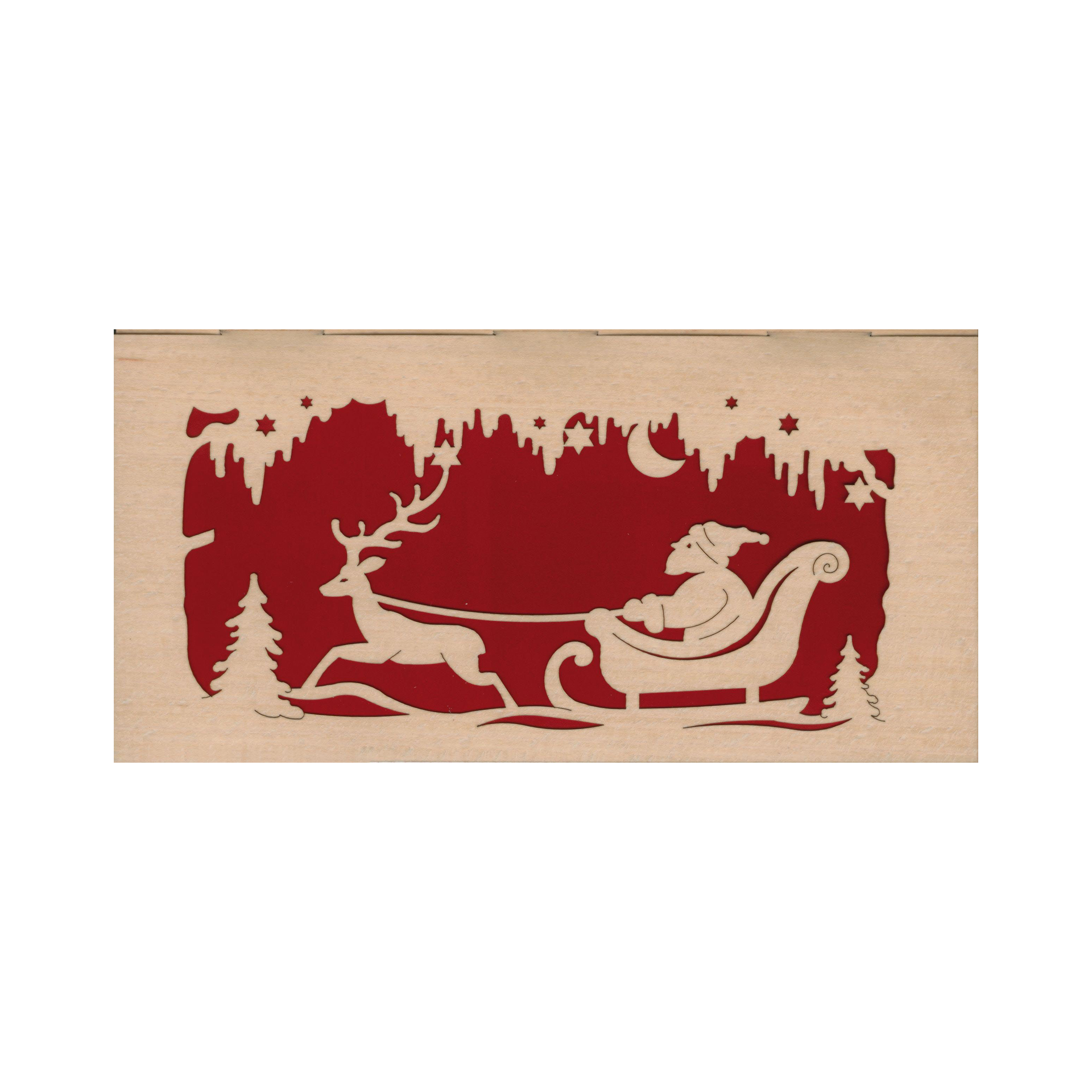 Furnierkarte Weihnachtsmann mit Rentier Furnierkarte Weihnachtsmann mit Rentier