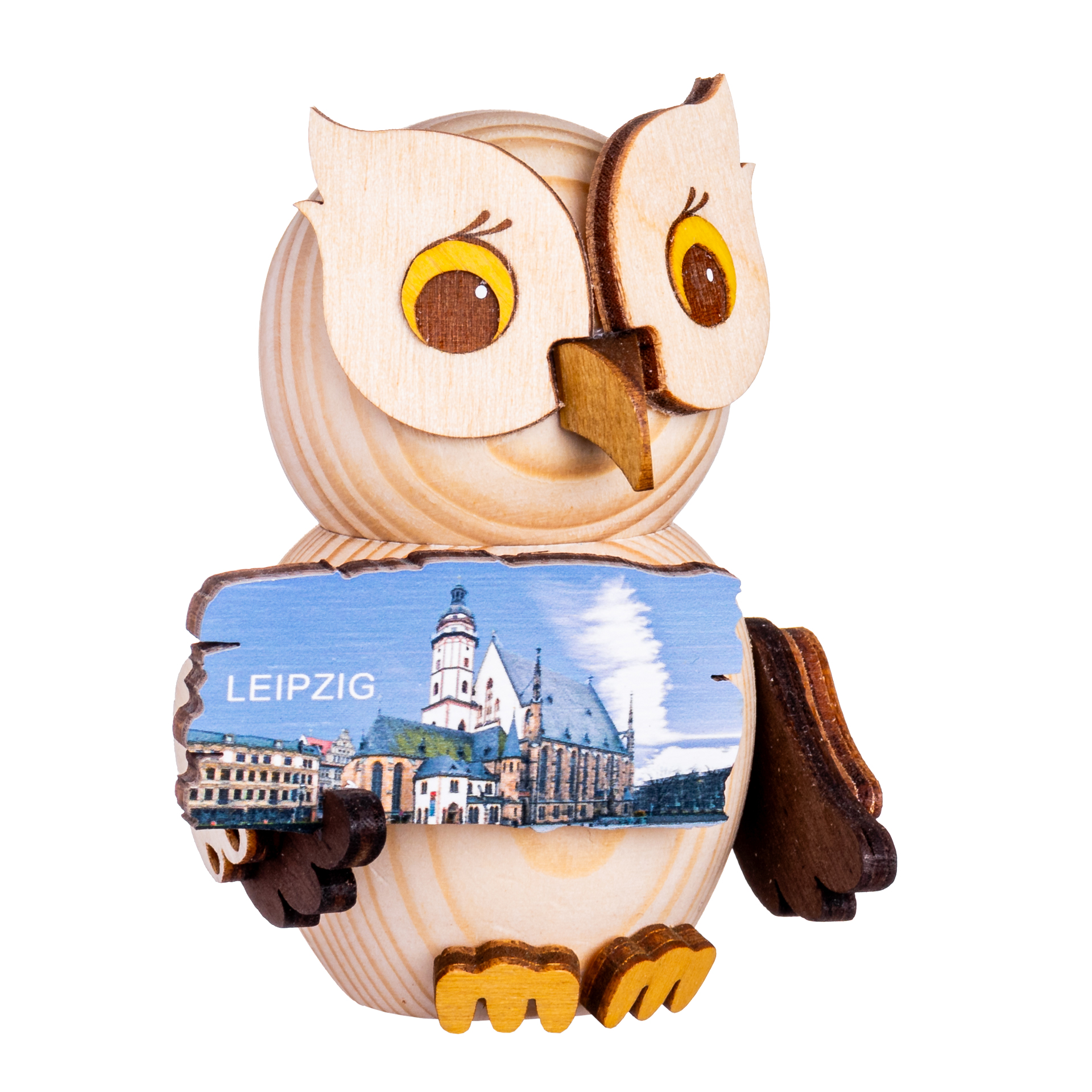 MINI Eule mit "Leipzig Thomaskirche"-Schild MINI Eule mit "Leipzig Thomaskirche"-Schild