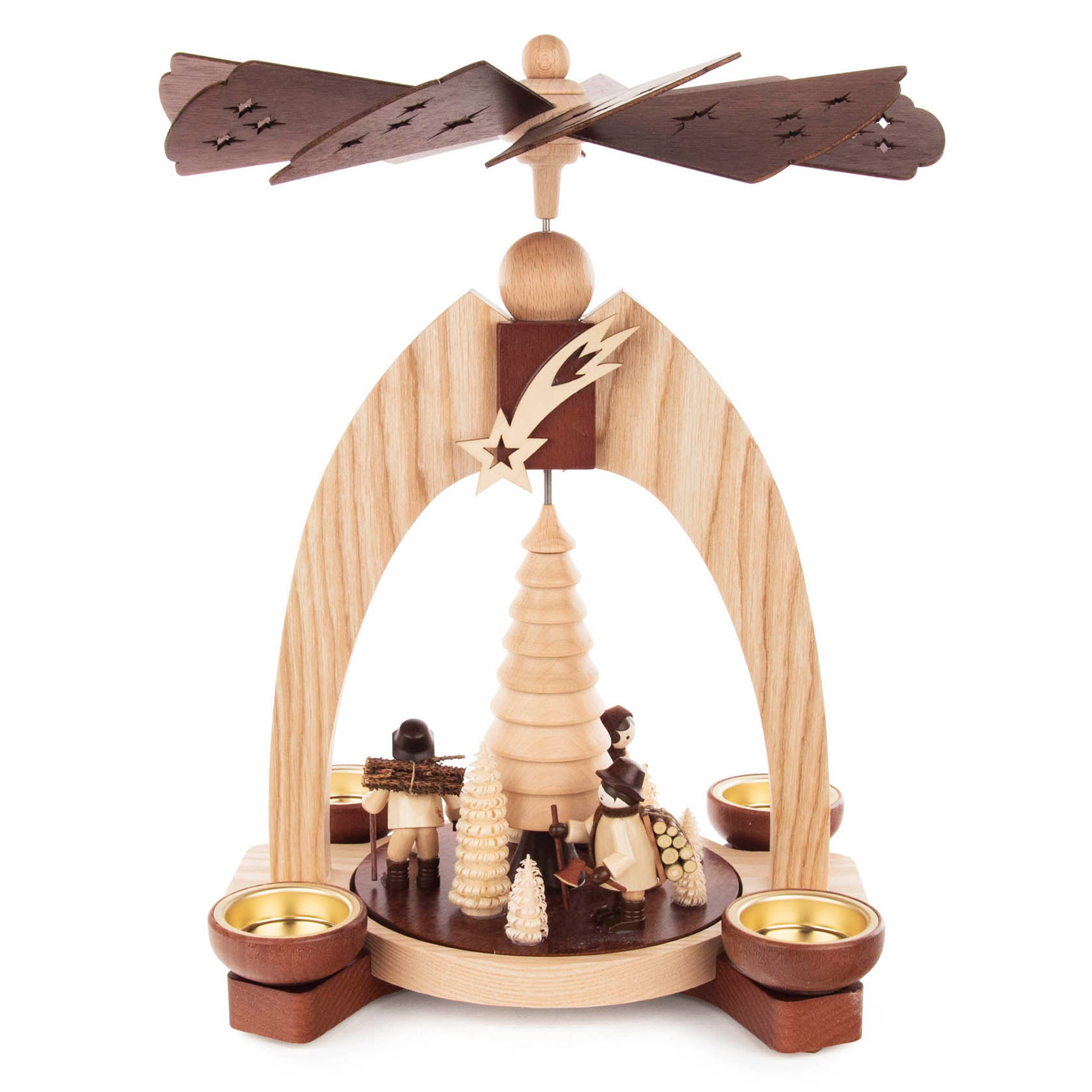 Pyramide mit Waldleuten, für Teelichte