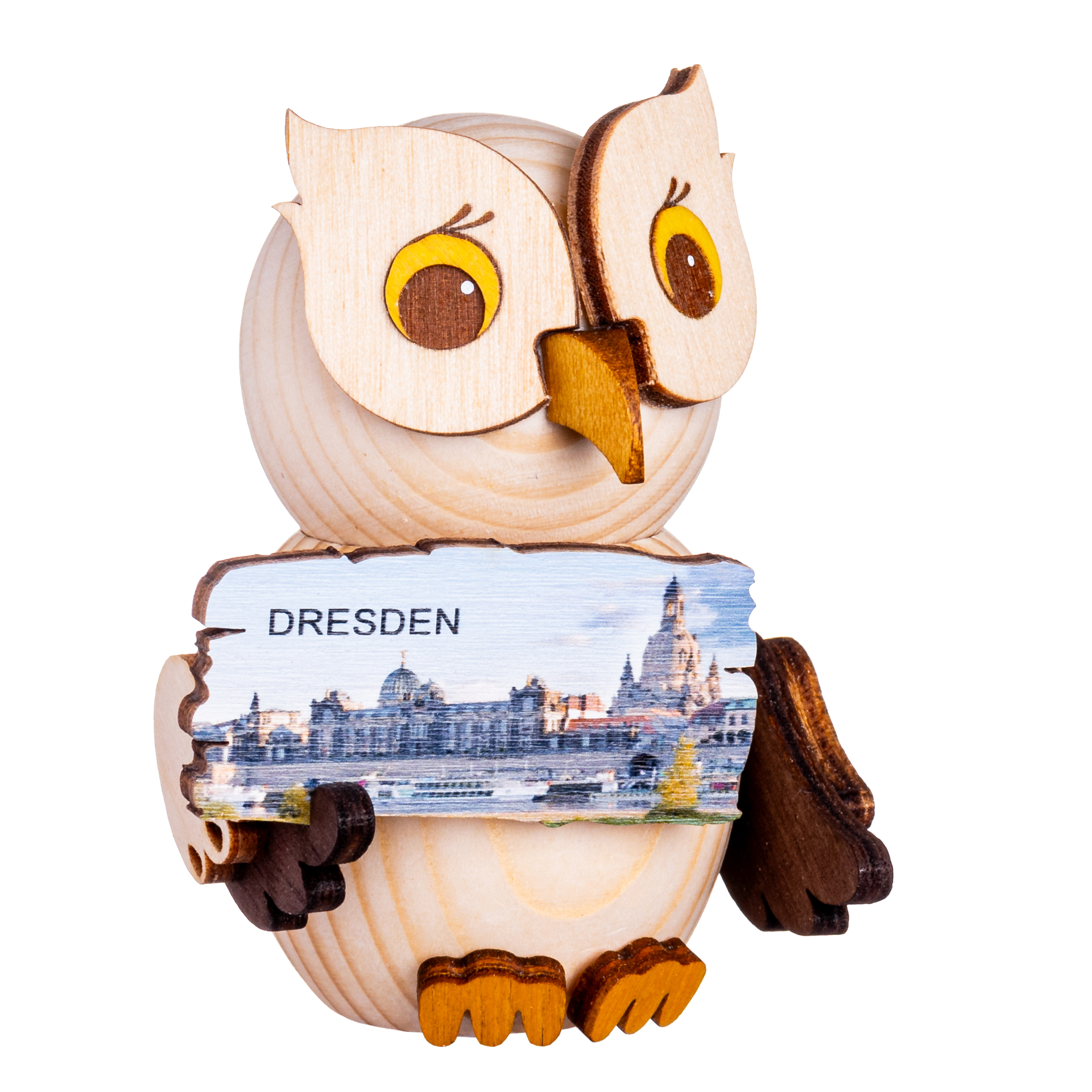 MINI Eule mit "Dresden Ansicht"-Schild MINI Eule mit "Dresden Ansicht"-Schild