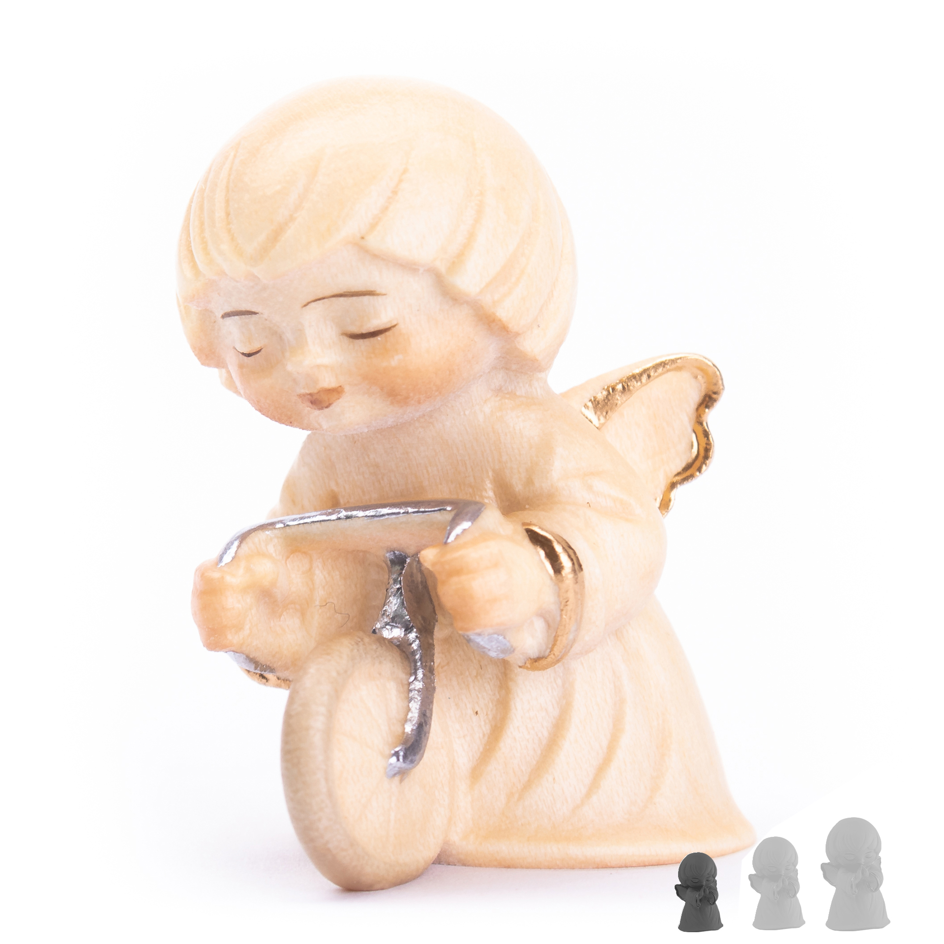 Engel mit Fahrrad 4cm, alabaster 
