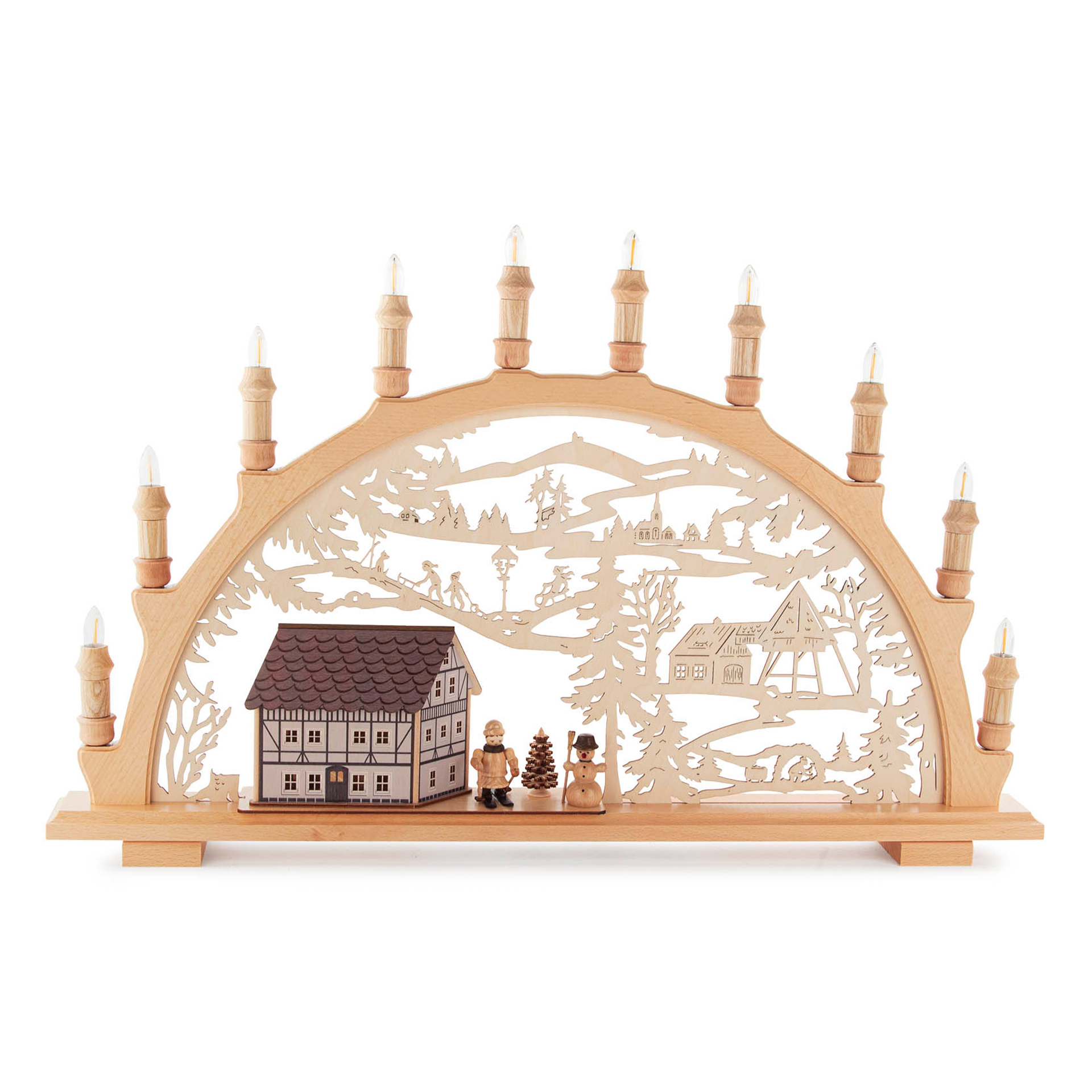 Schwibbogen Fachwerkhaus mit Winterkindern Schwibbogen Fachwerkhaus mit Winterkindern